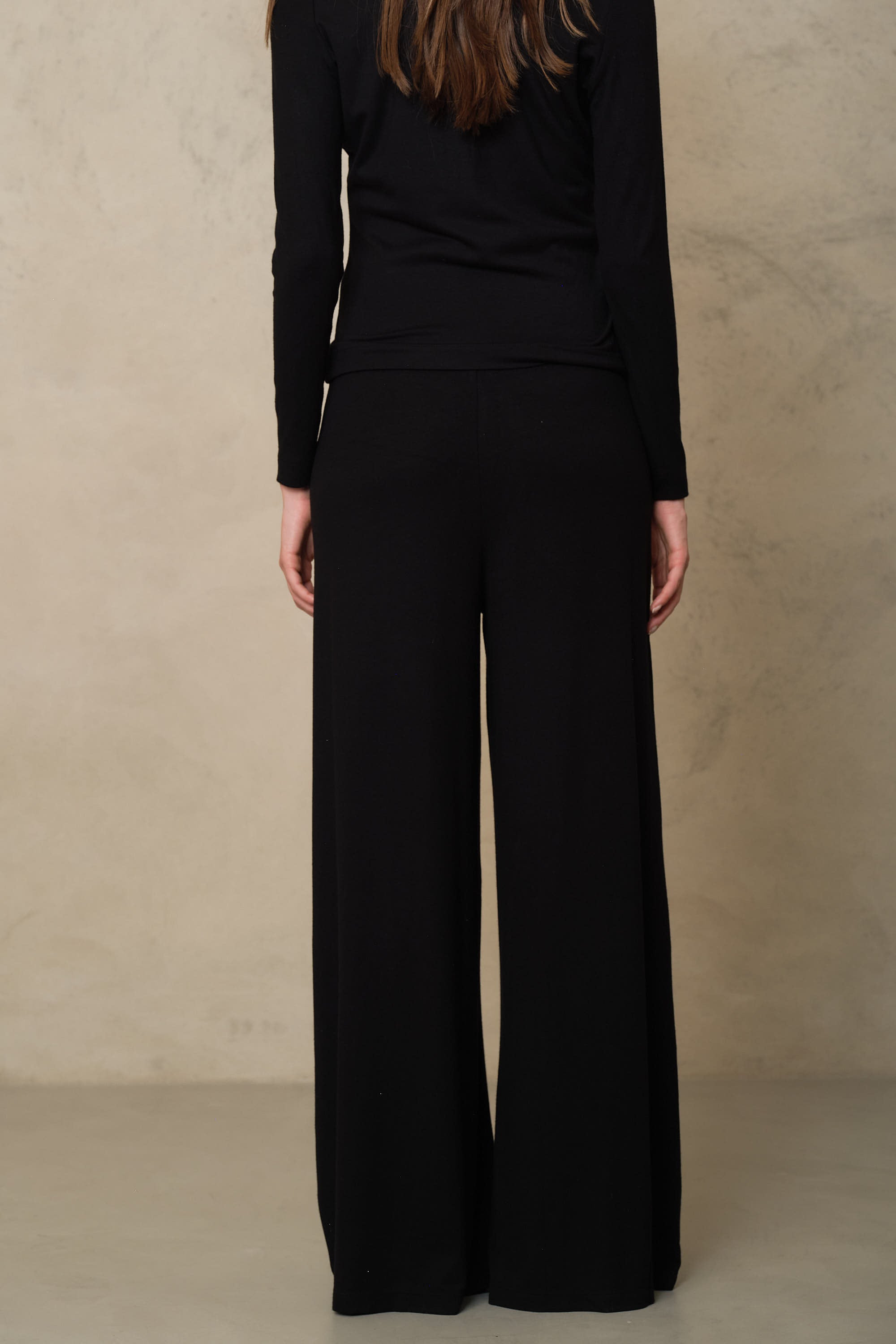 Romy Viscose Wide Leg Trousers - Black