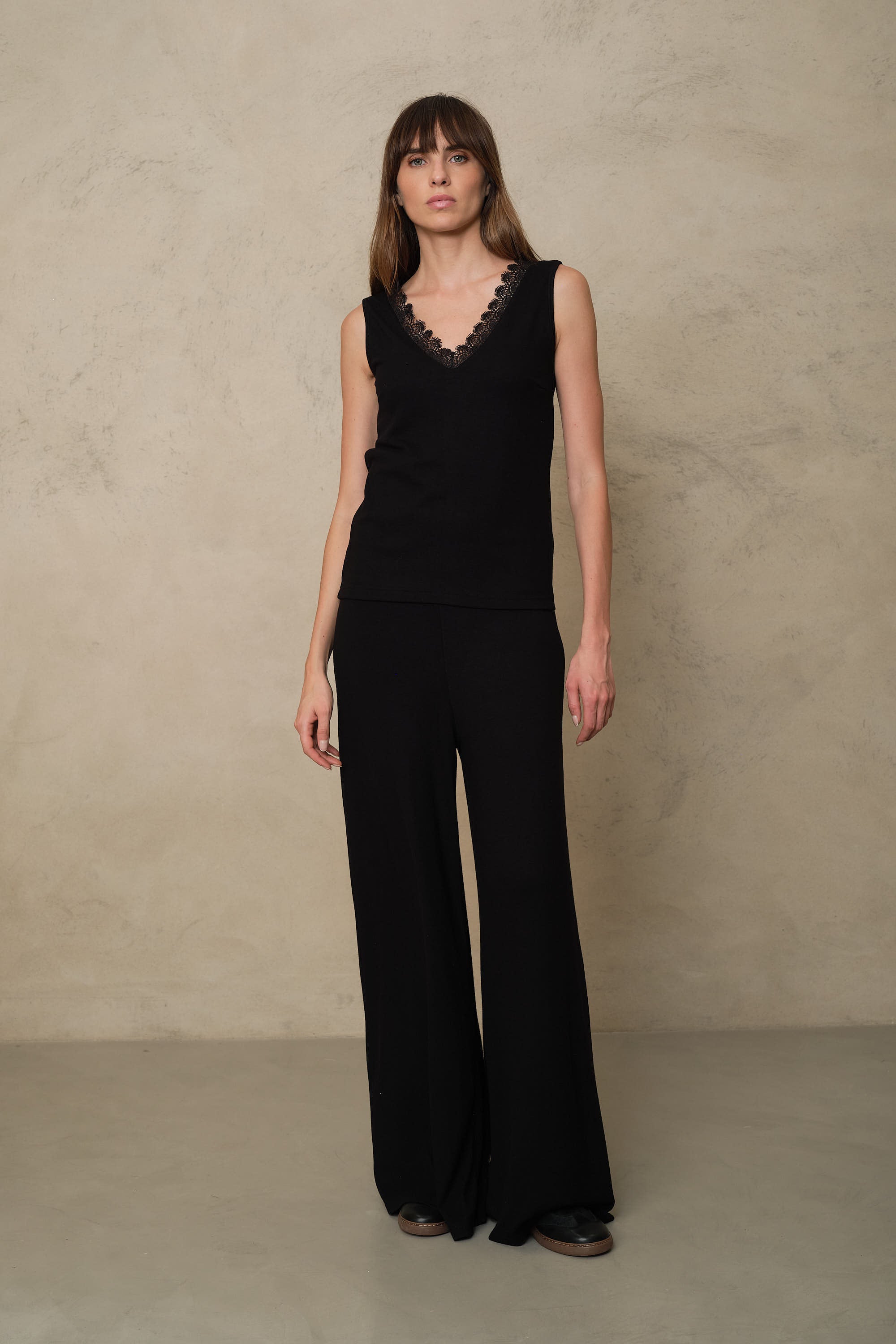 Romy Viscose Wide Leg Trousers - Black