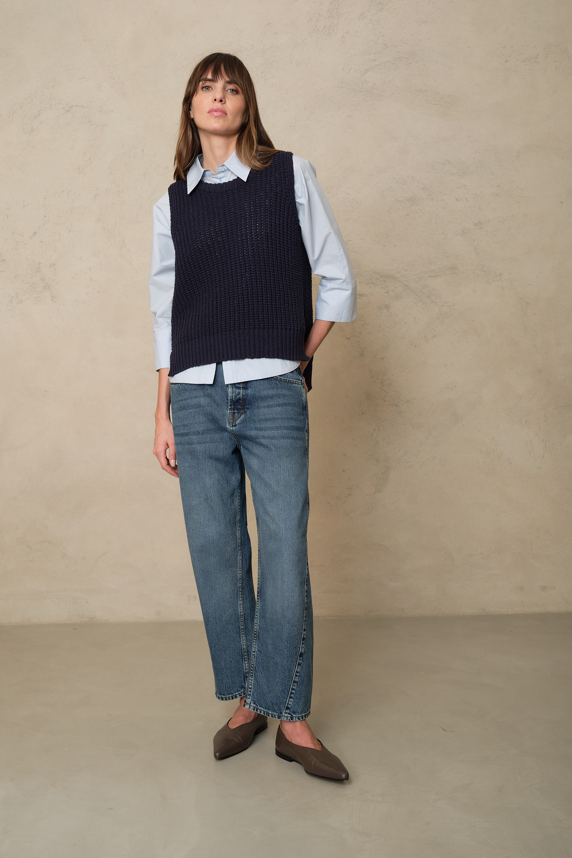Rebecca Ribbed Tank Top - Navy