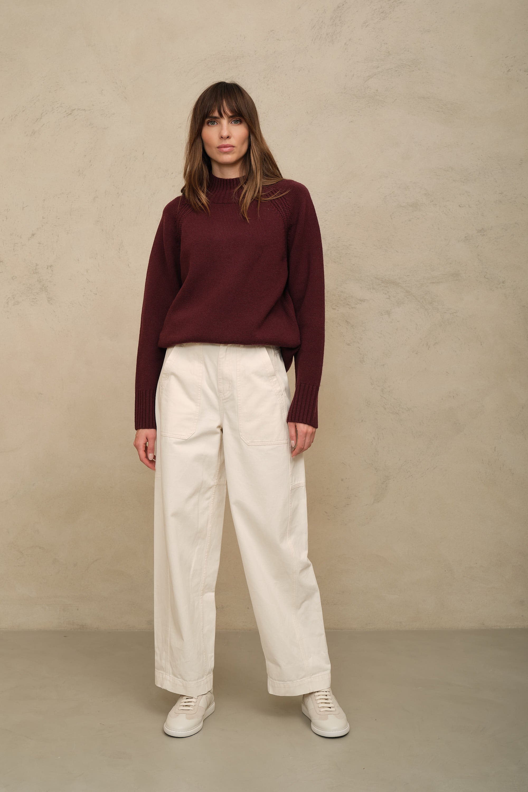 Bea funnel neck jumper in burgundy