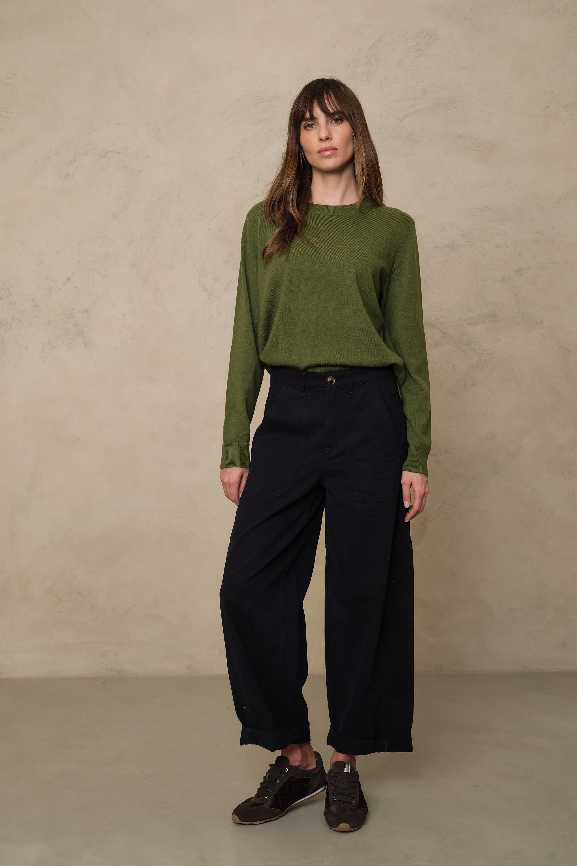Alex Cashmere Blend Jumper - Light Olive