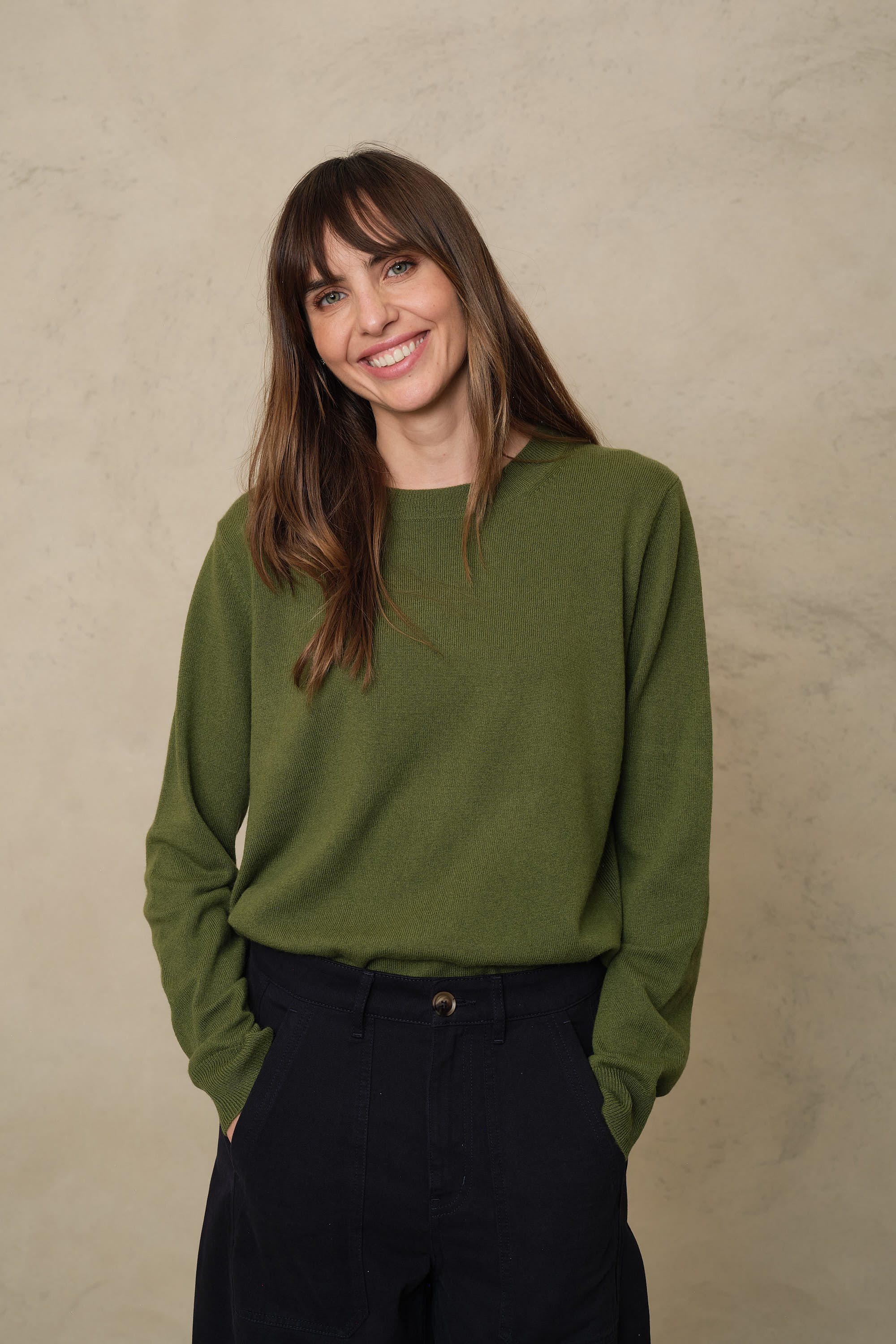 Alex Cashmere Blend Jumper - Light Olive
