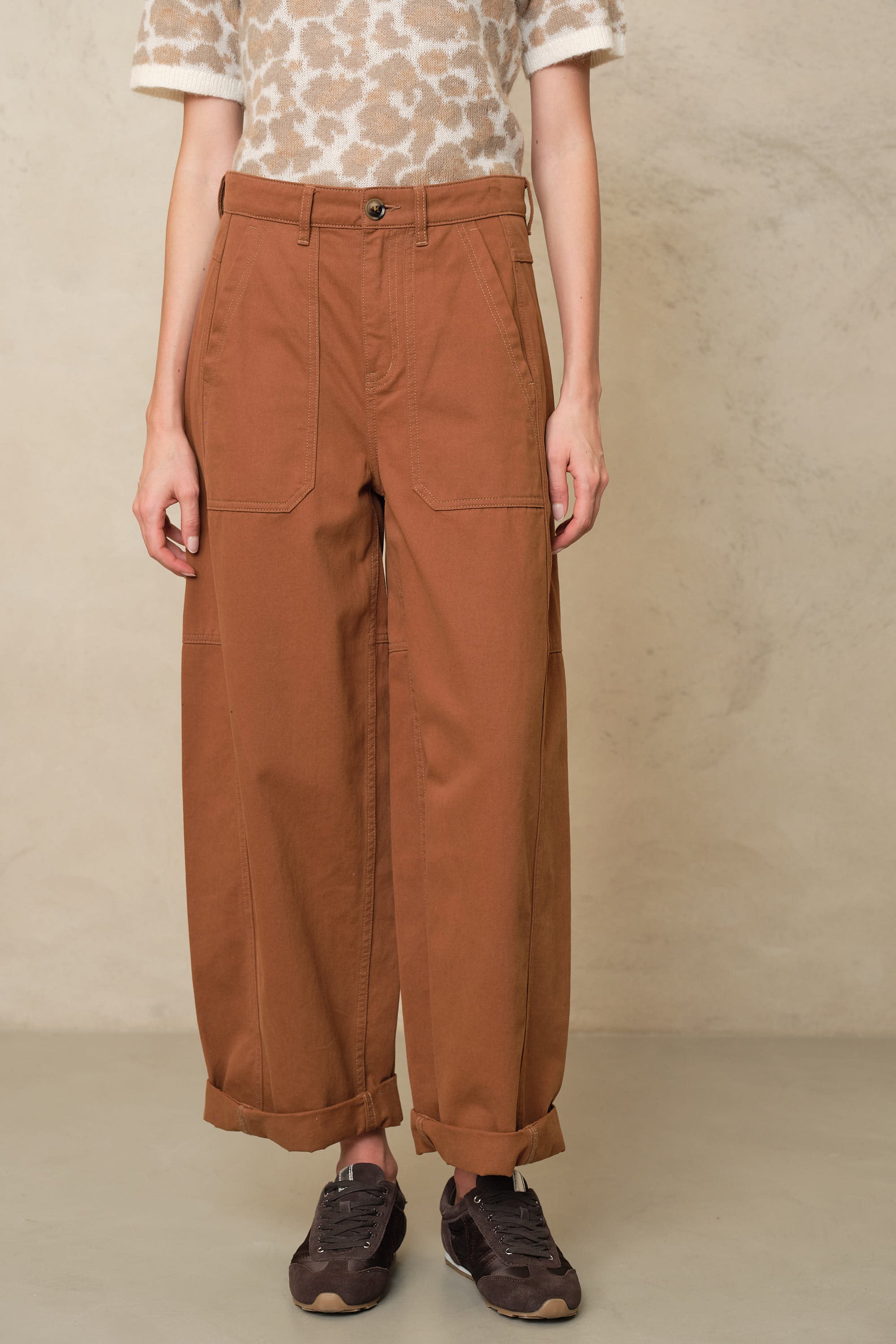 Billie Barrel Leg Trousers - Camel