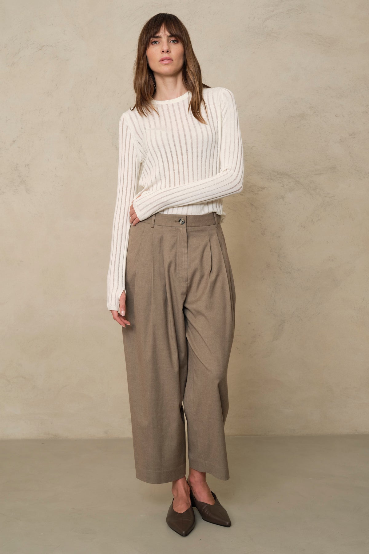 Iggy Sheer Rib Jumper - Ivory