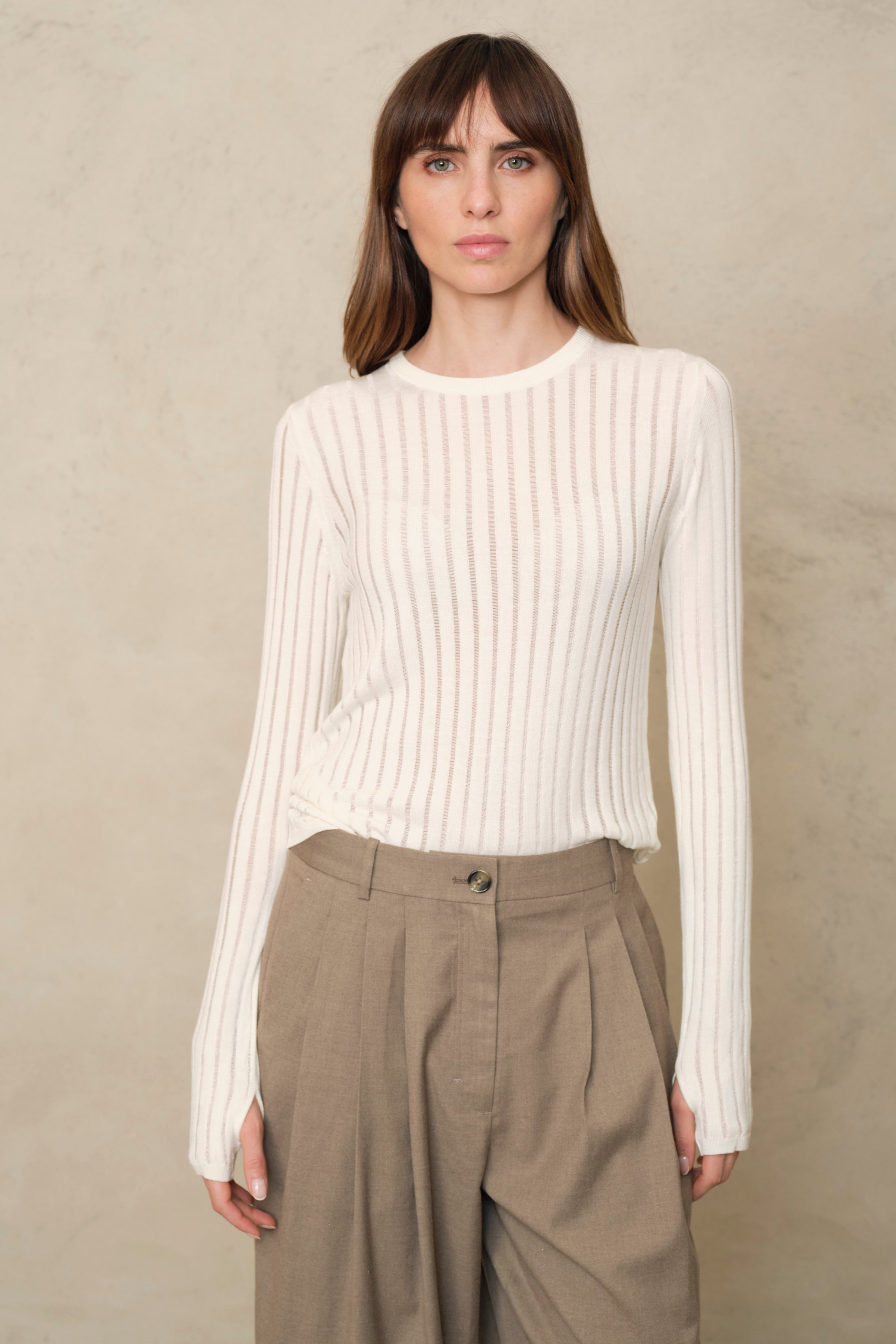 Iggy Sheer Rib Jumper - Ivory