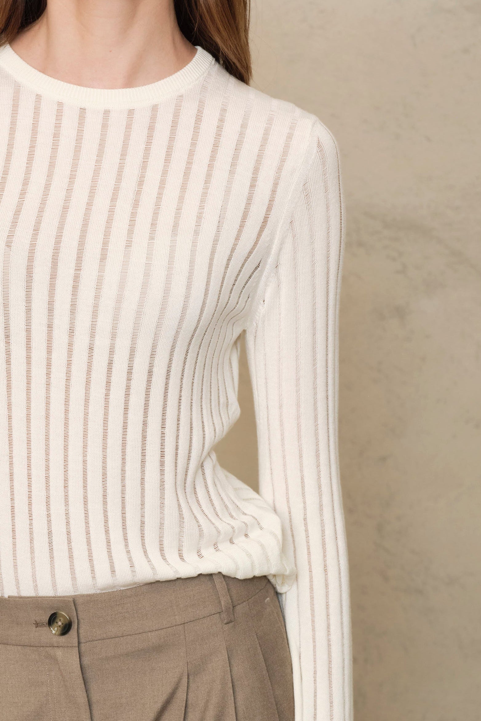 Iggy Sheer Rib Jumper - Ivory