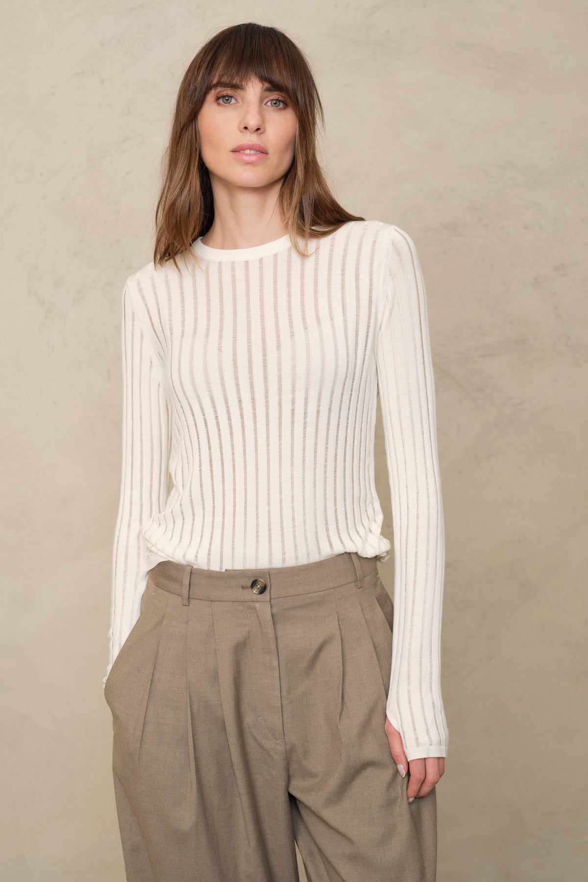 Iggy Sheer Rib Jumper - Ivory