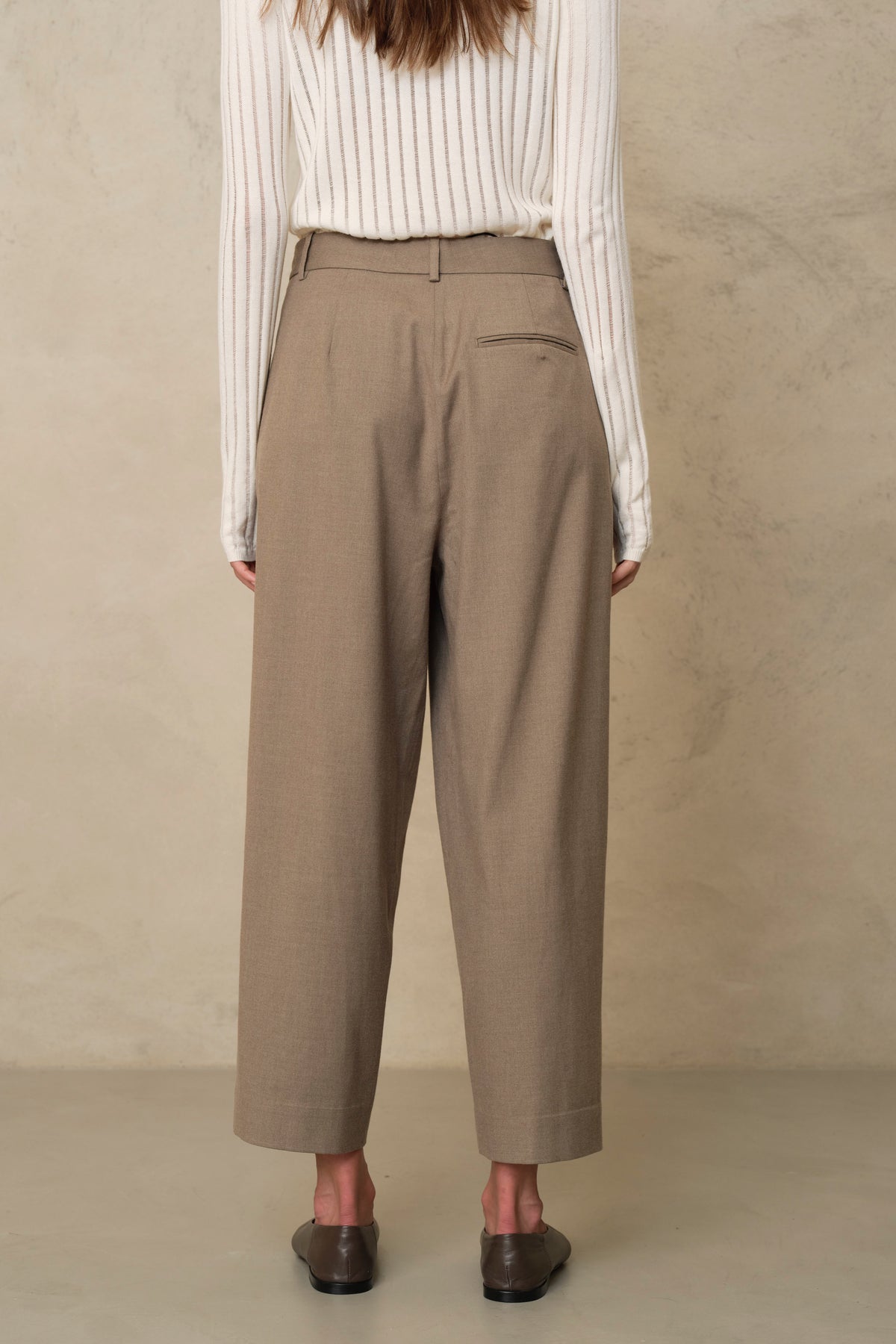 Eadie Pleat Front Trousers - Taupe