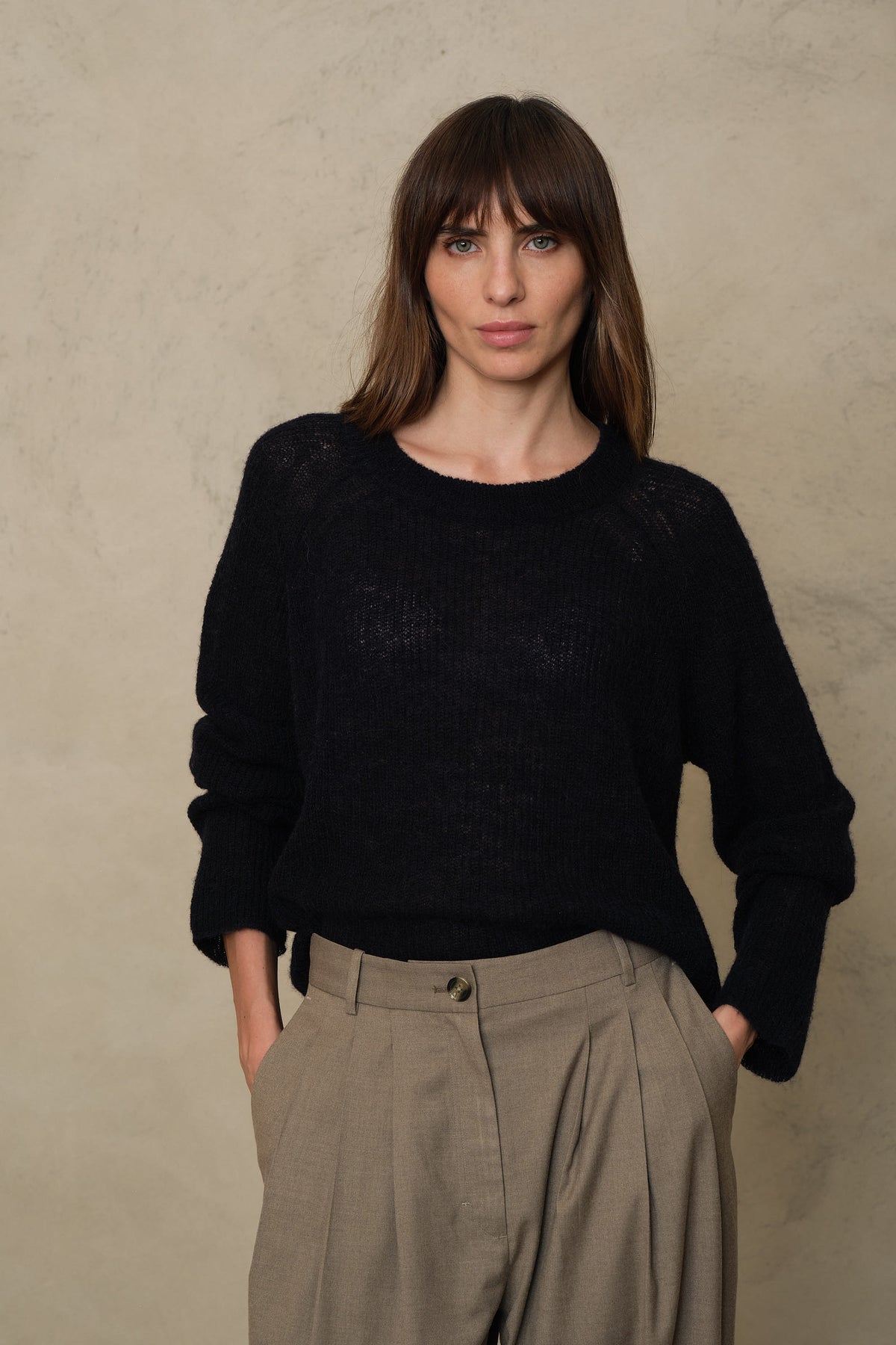 Felicity Loose Knit Striped Jumper - Navy