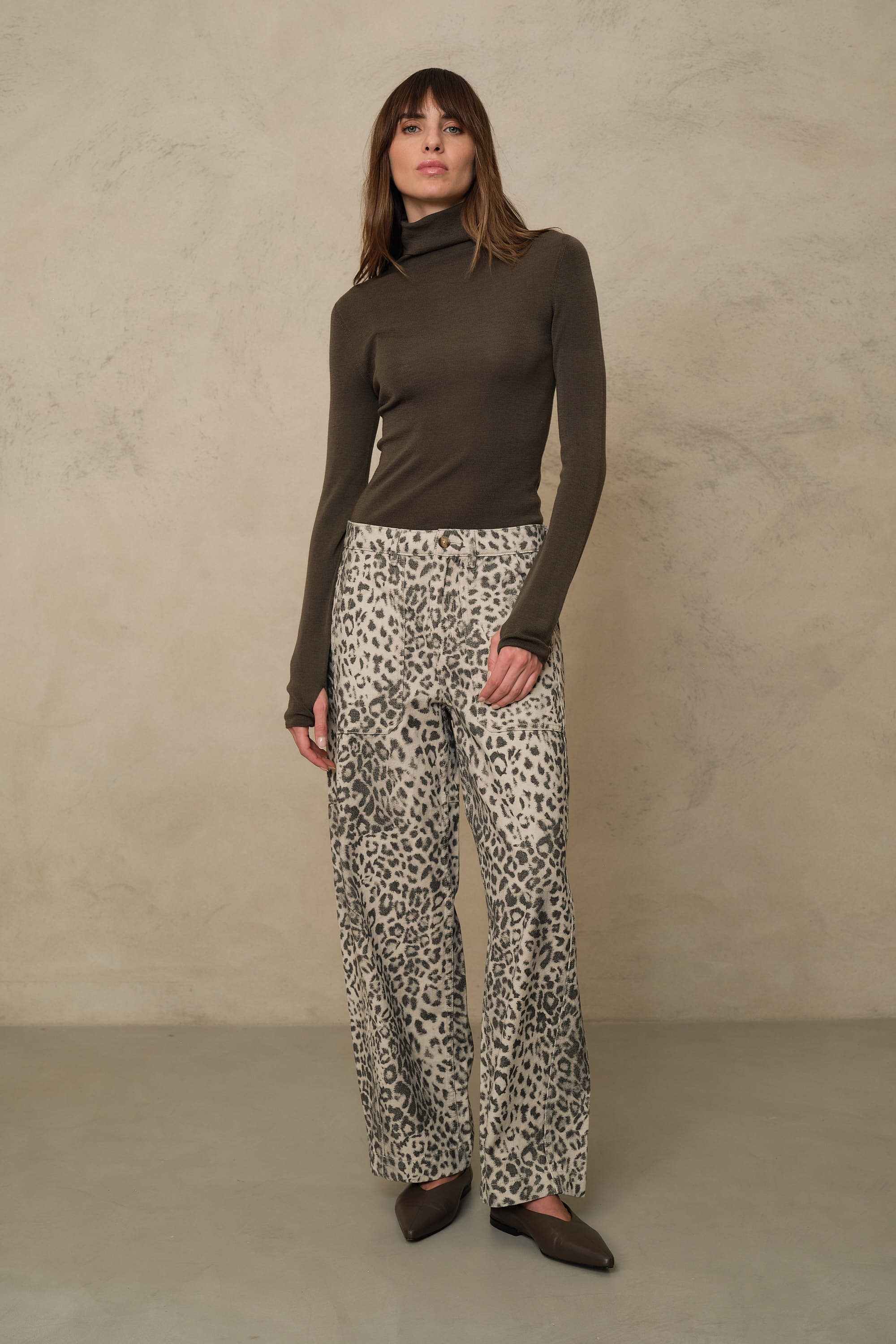 Billie Barrel Leg Trousers - Leopard