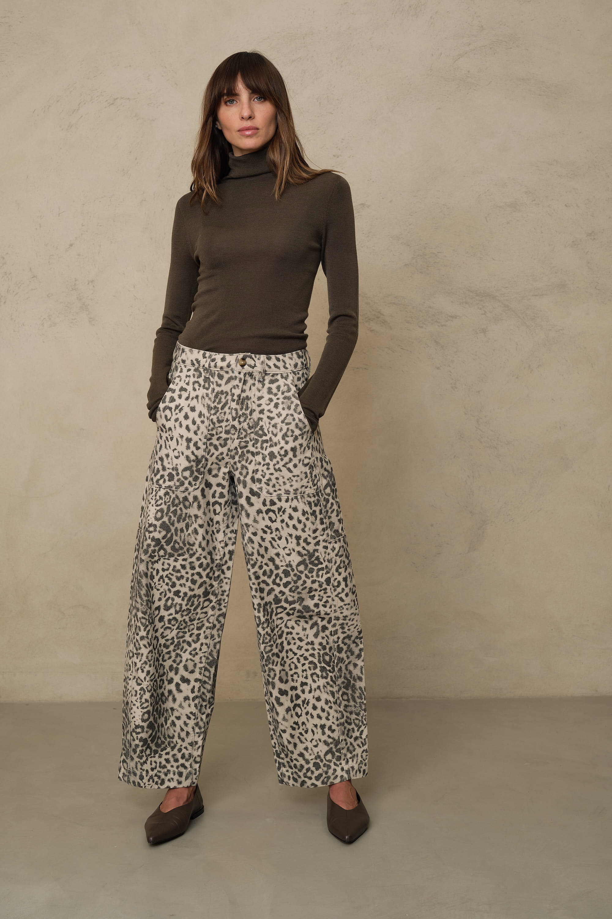 Billie Barrel Leg Trousers - Leopard