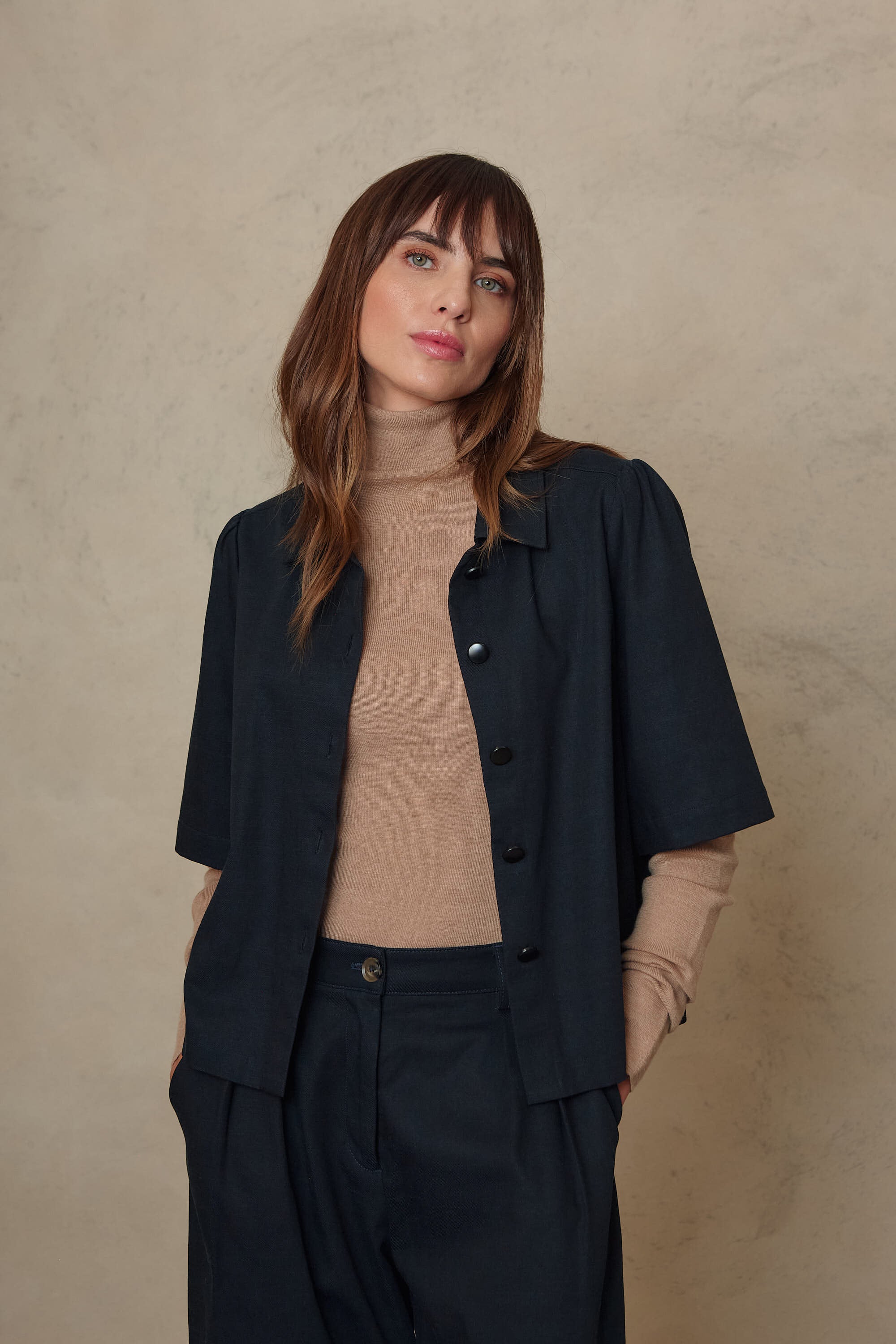 Alba Short Sleeve Blazer - Navy