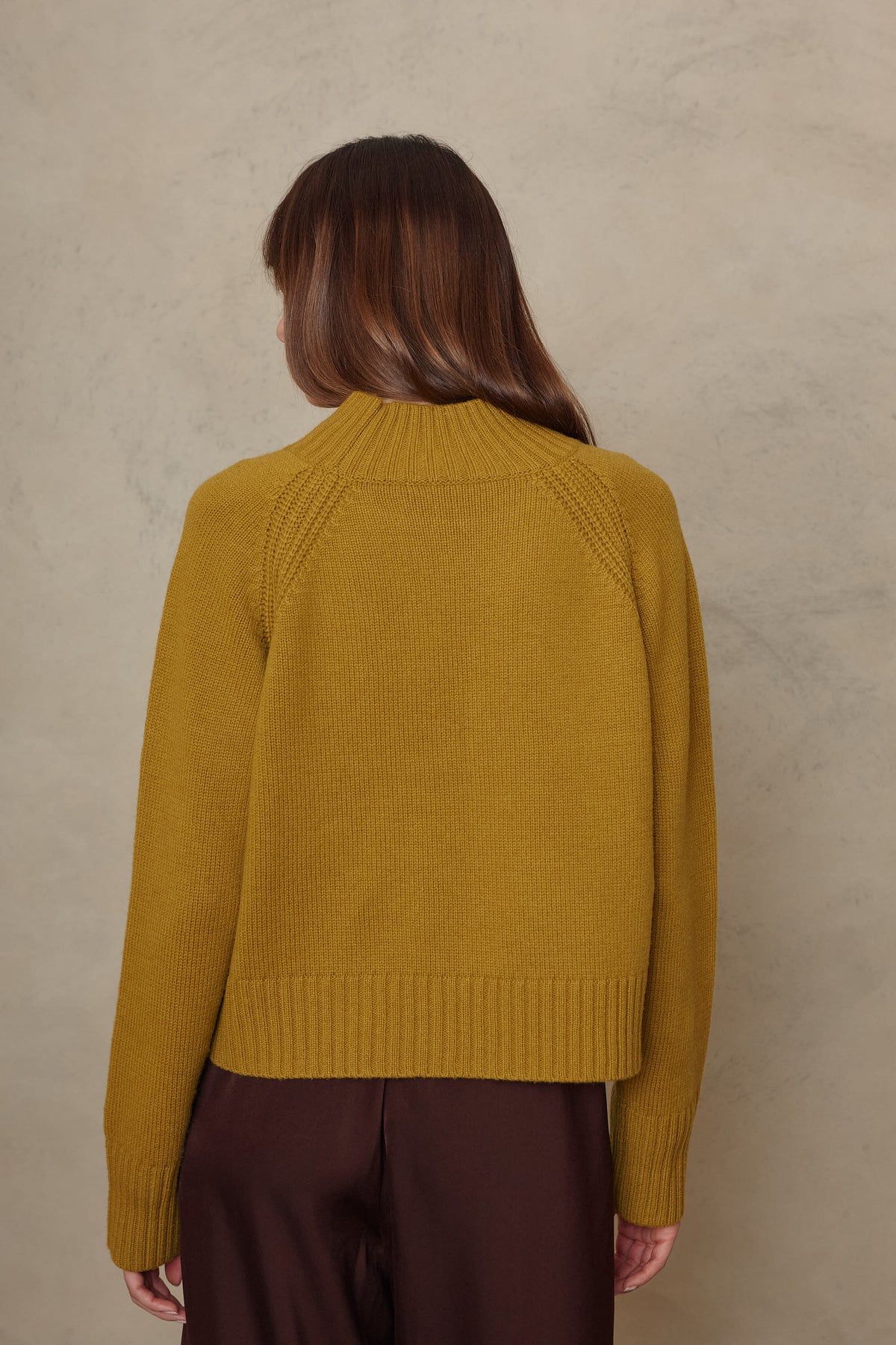 Blythe funnel neck cropped jumper in turmeric