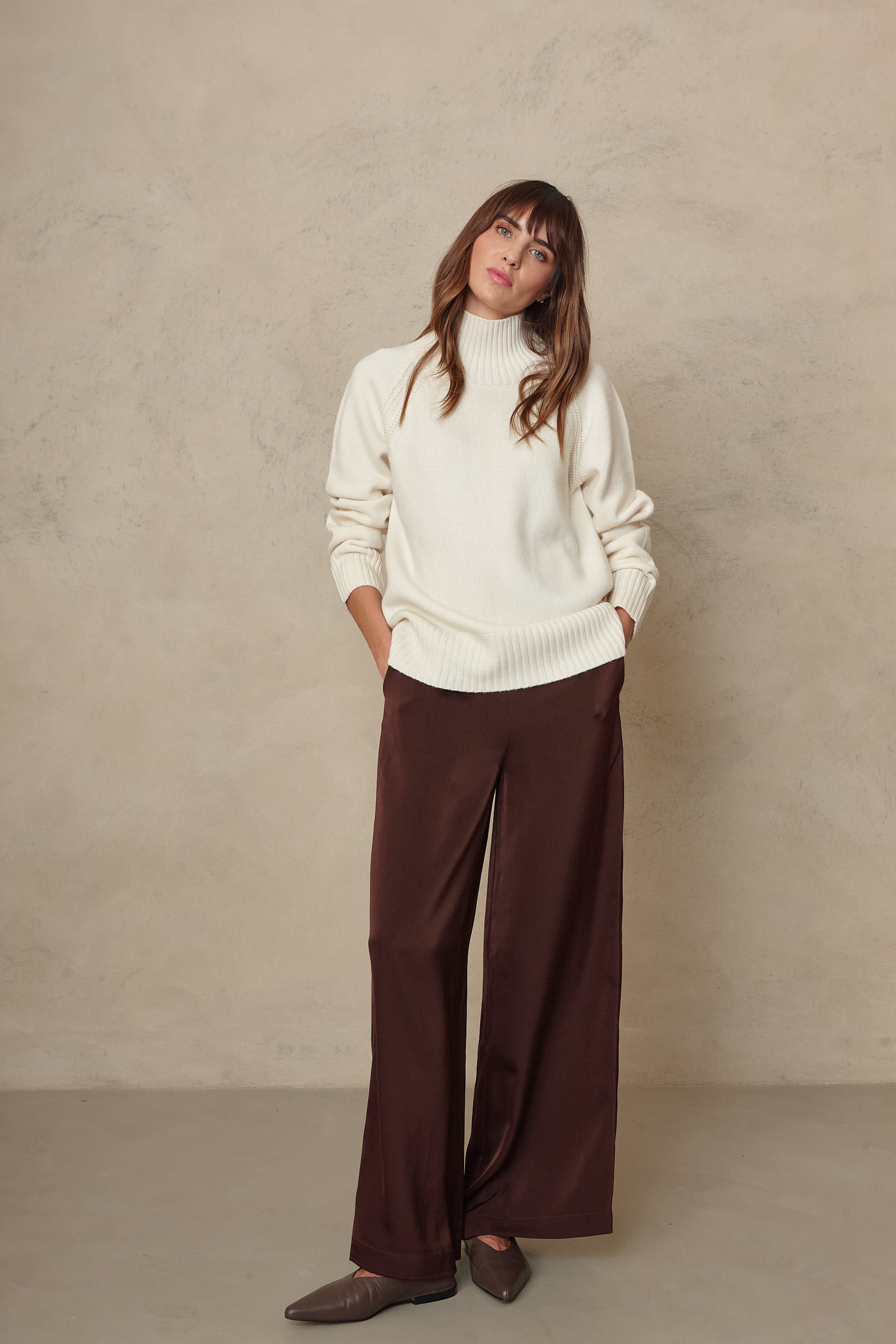 Bea funnel neck jumper in ecru