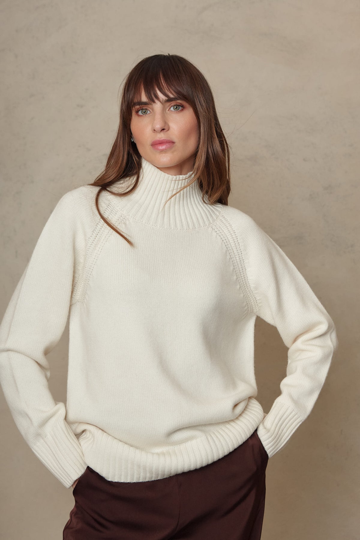 Bea funnel neck jumper in ecru