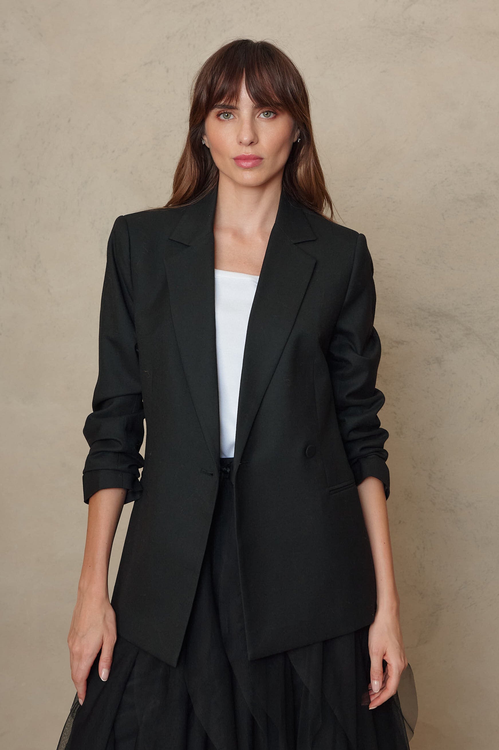Josephine Wool Blend Blazer - Black