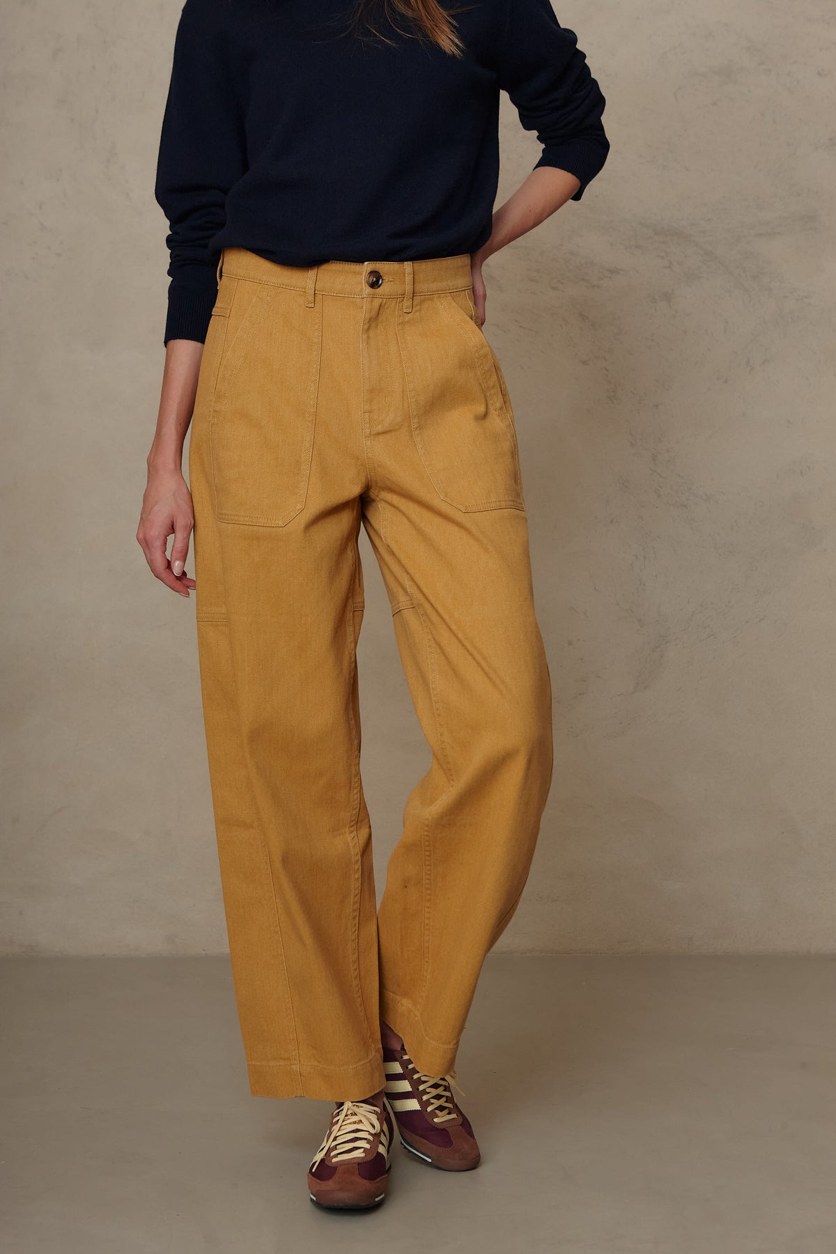 Billie barrel leg trousers in mustard