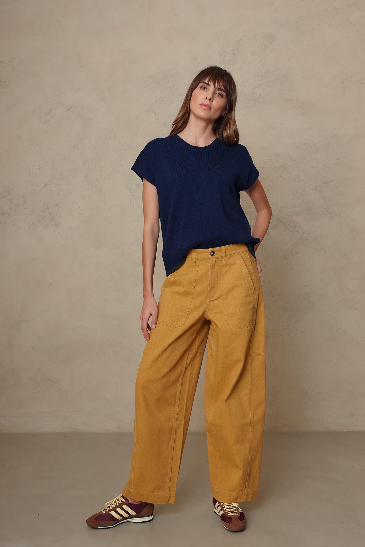 Billie barrel leg trousers in mustard
