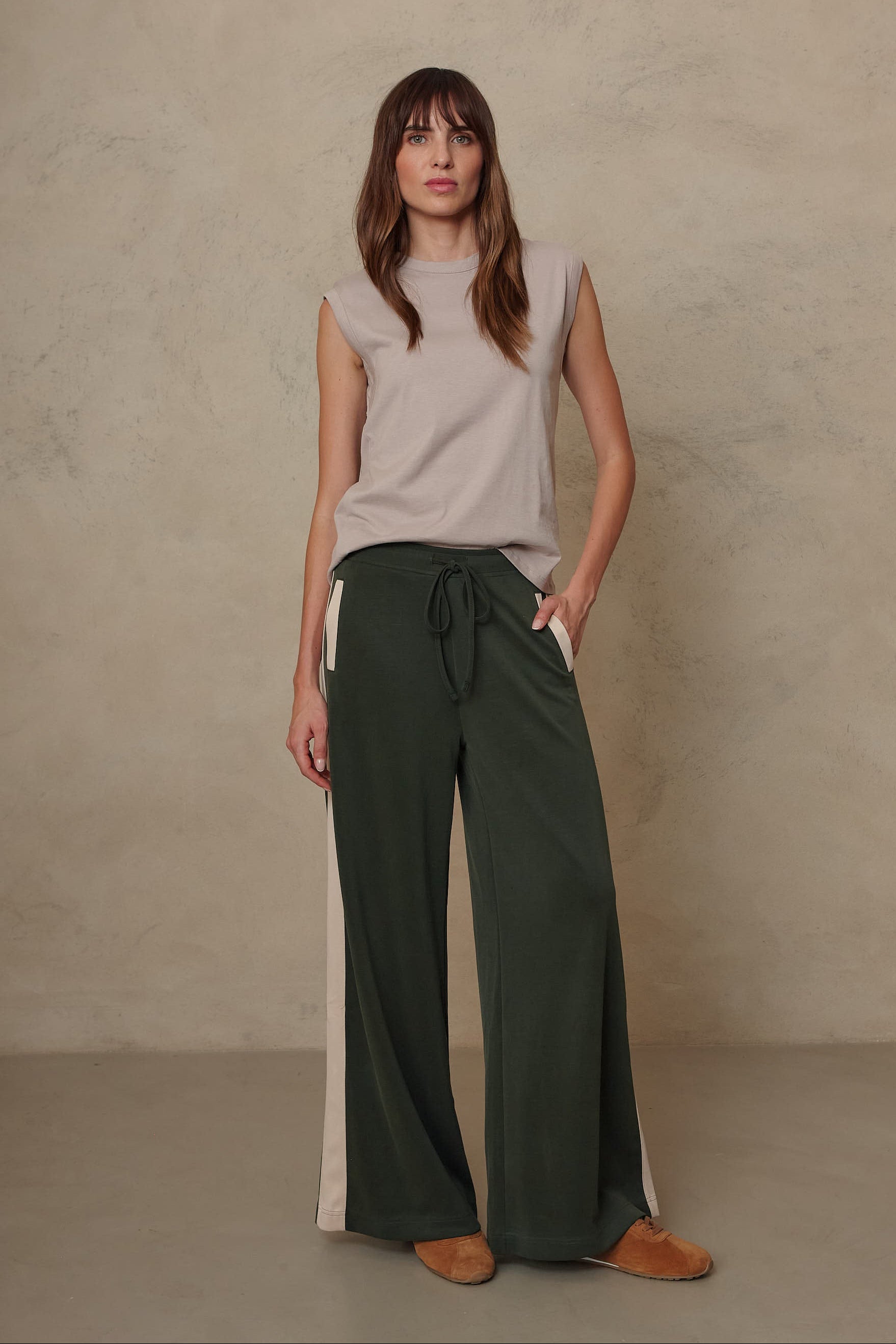 Elsie Modal Wide Leg Joggers - Olive
