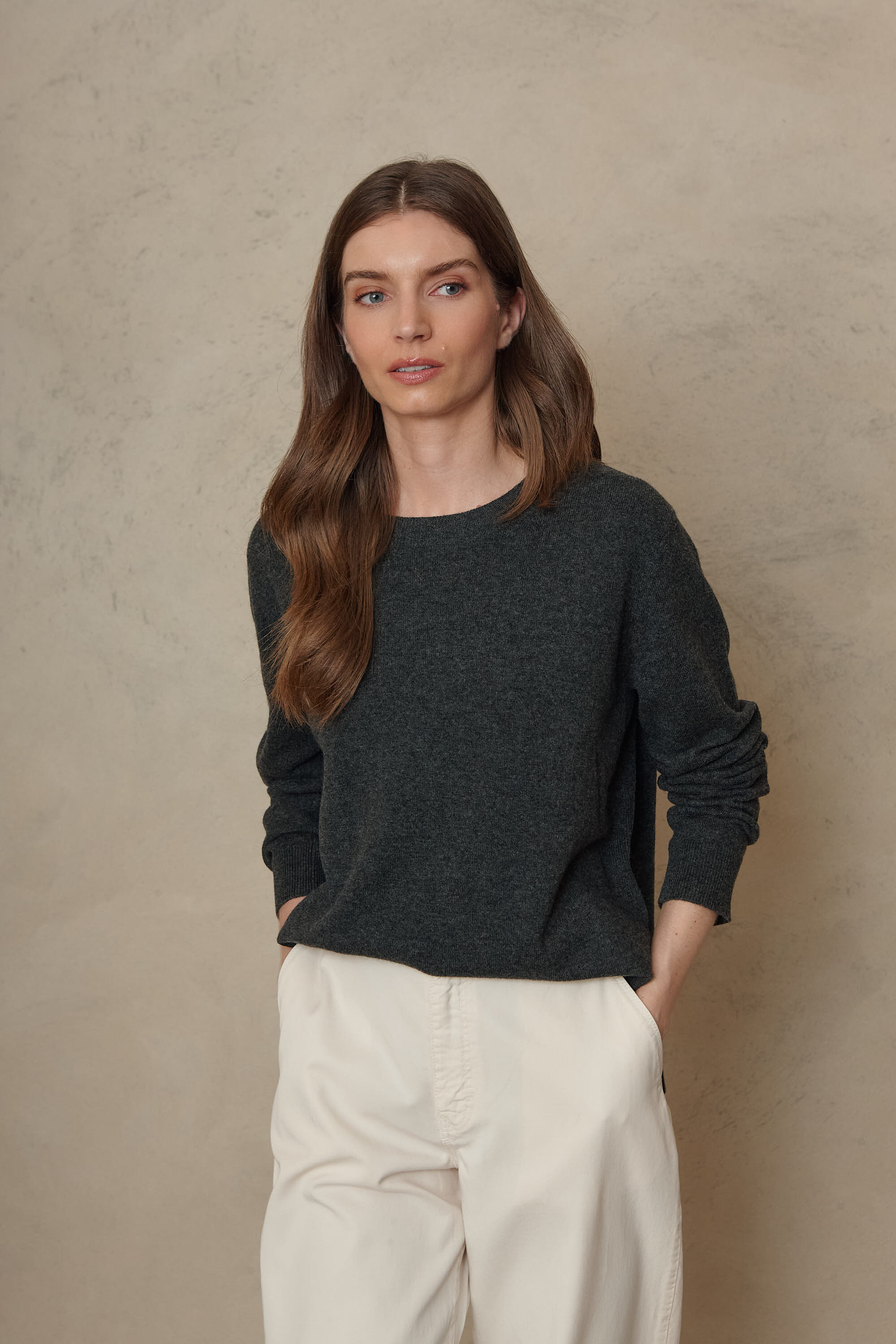 Alex Cashmere Blend Jumper - Charcoal