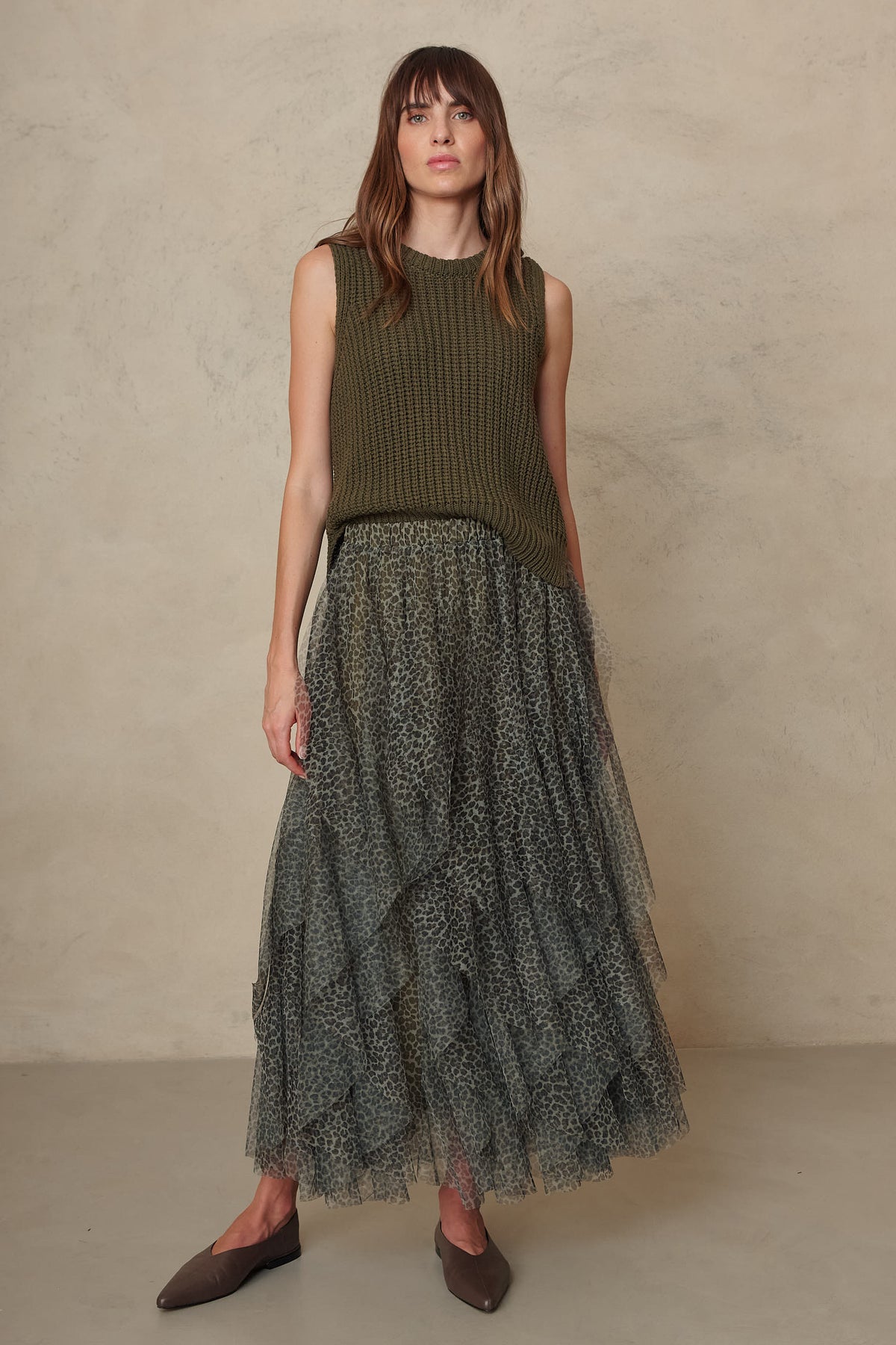 Rebecca ribbed tank top in olive