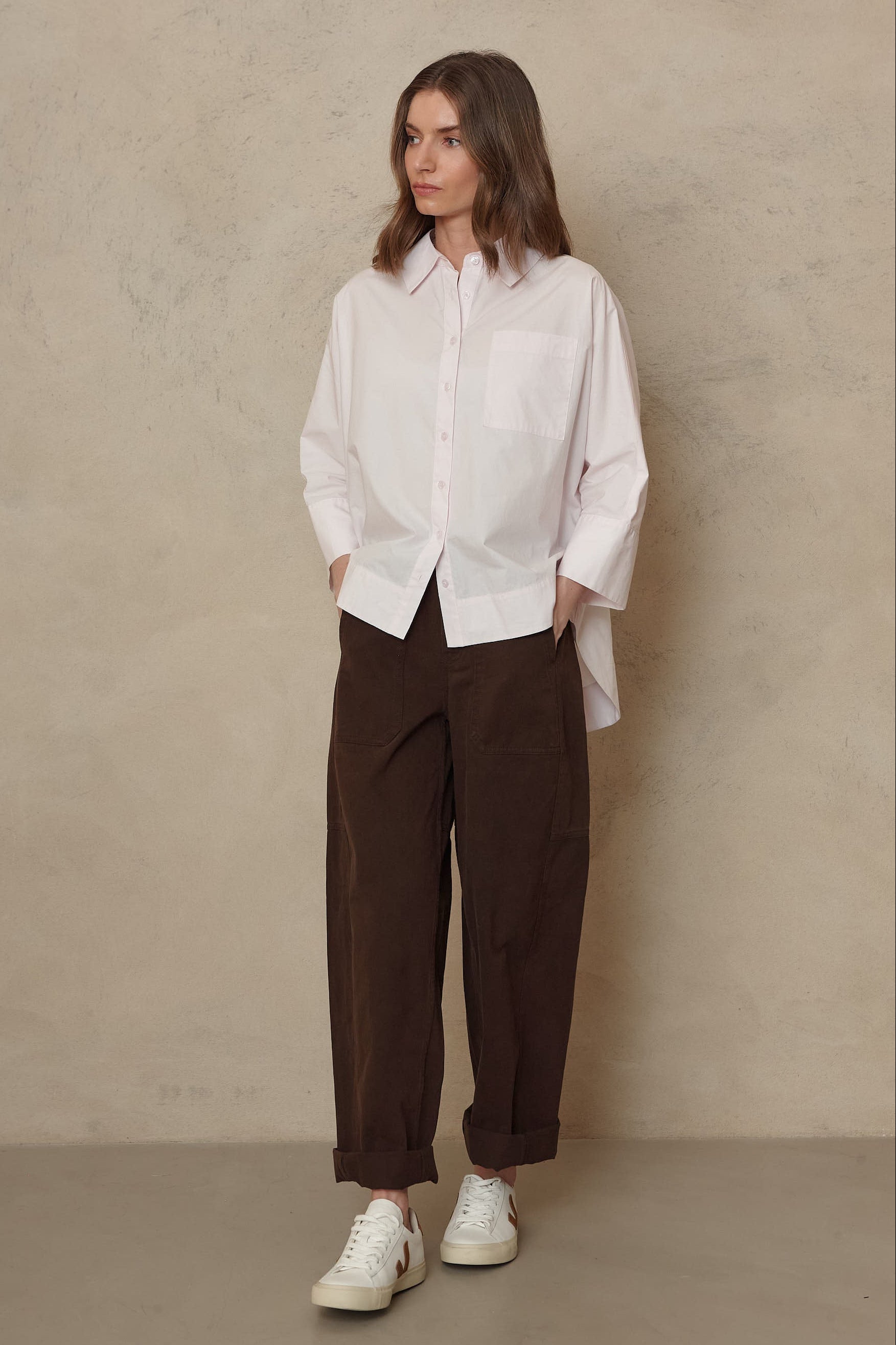 Billie Barrel Leg Trousers - Chocolate