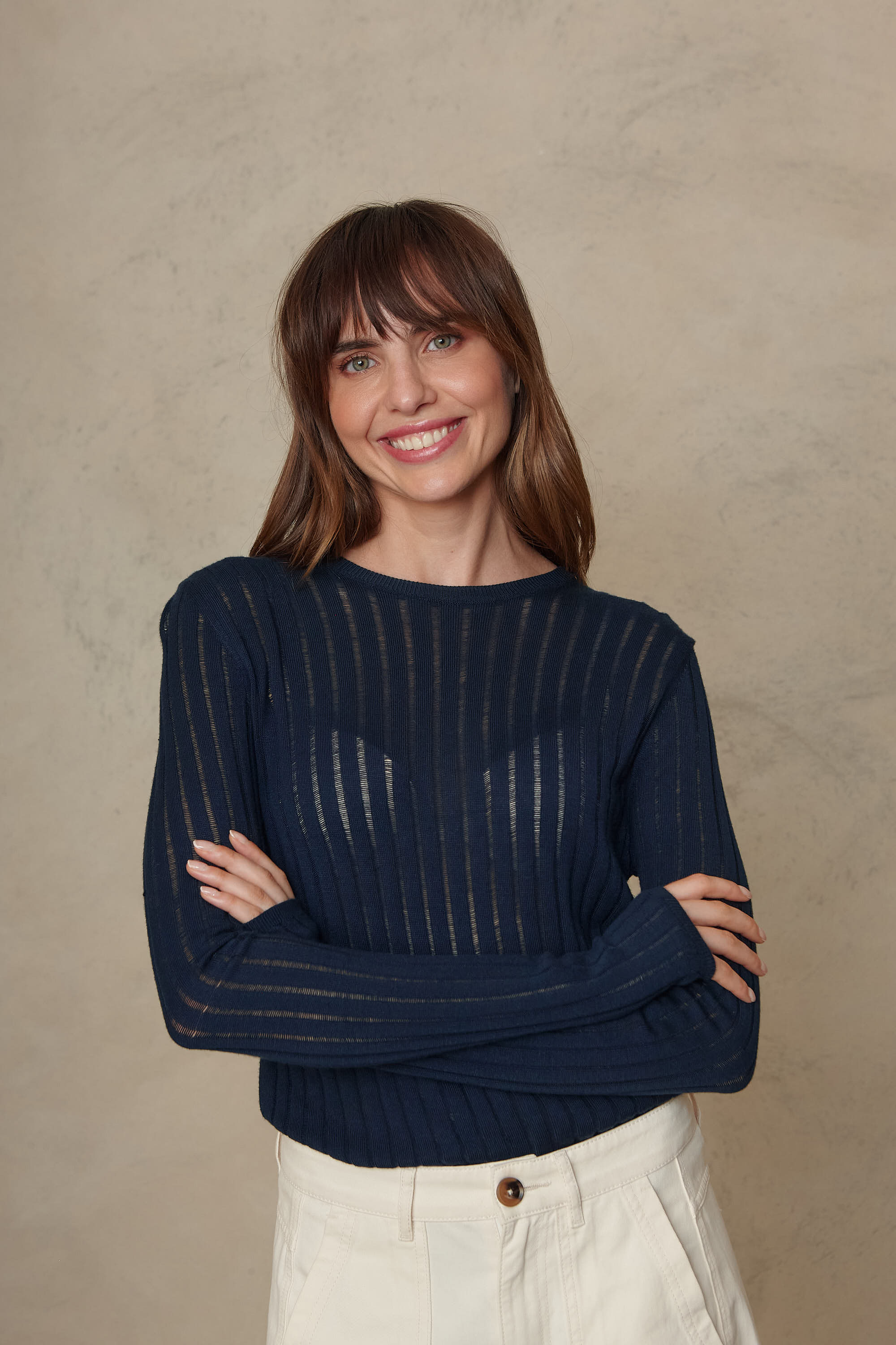 Iggy Sheer Rib Jumper - Navy