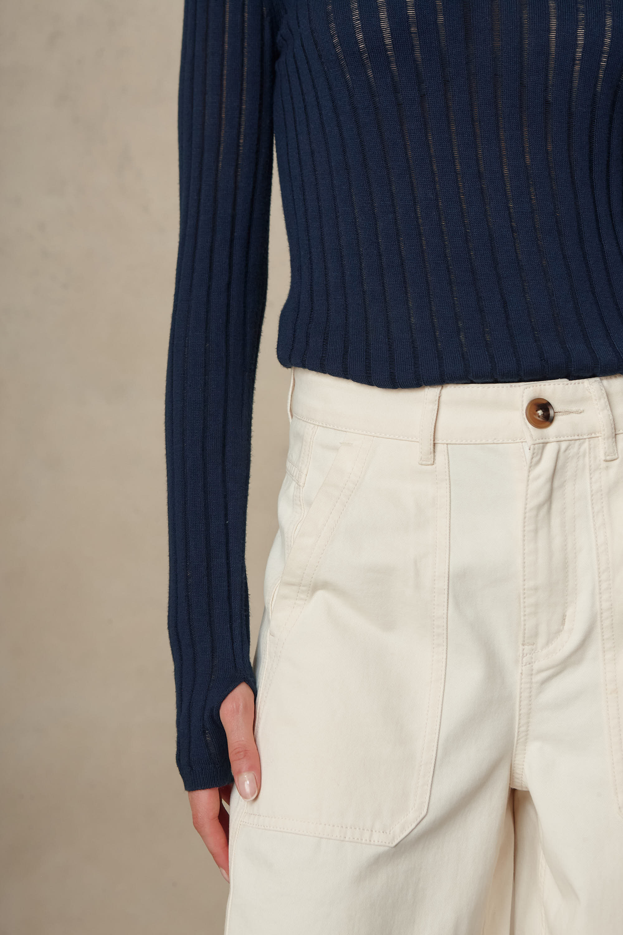 Iggy Sheer Rib Jumper - Navy