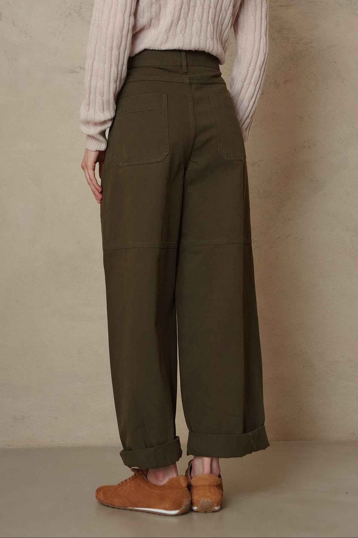 Billie Barrel Leg Trousers - Olive