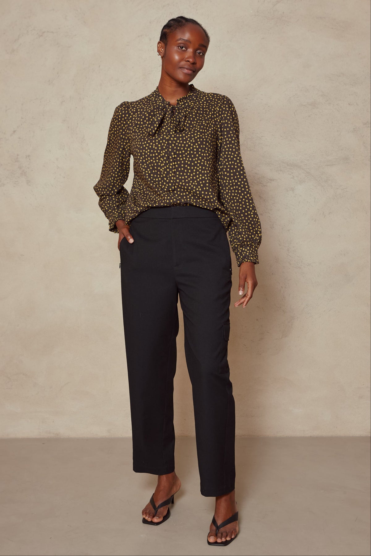 Jules Spot Blouse - Navy/Ochre