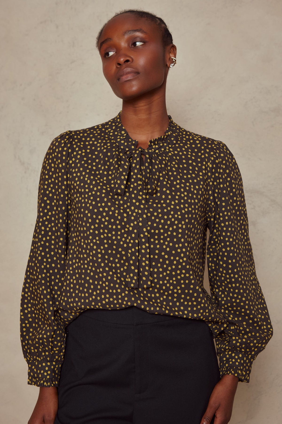 Jules Spot Blouse - Navy/Ochre