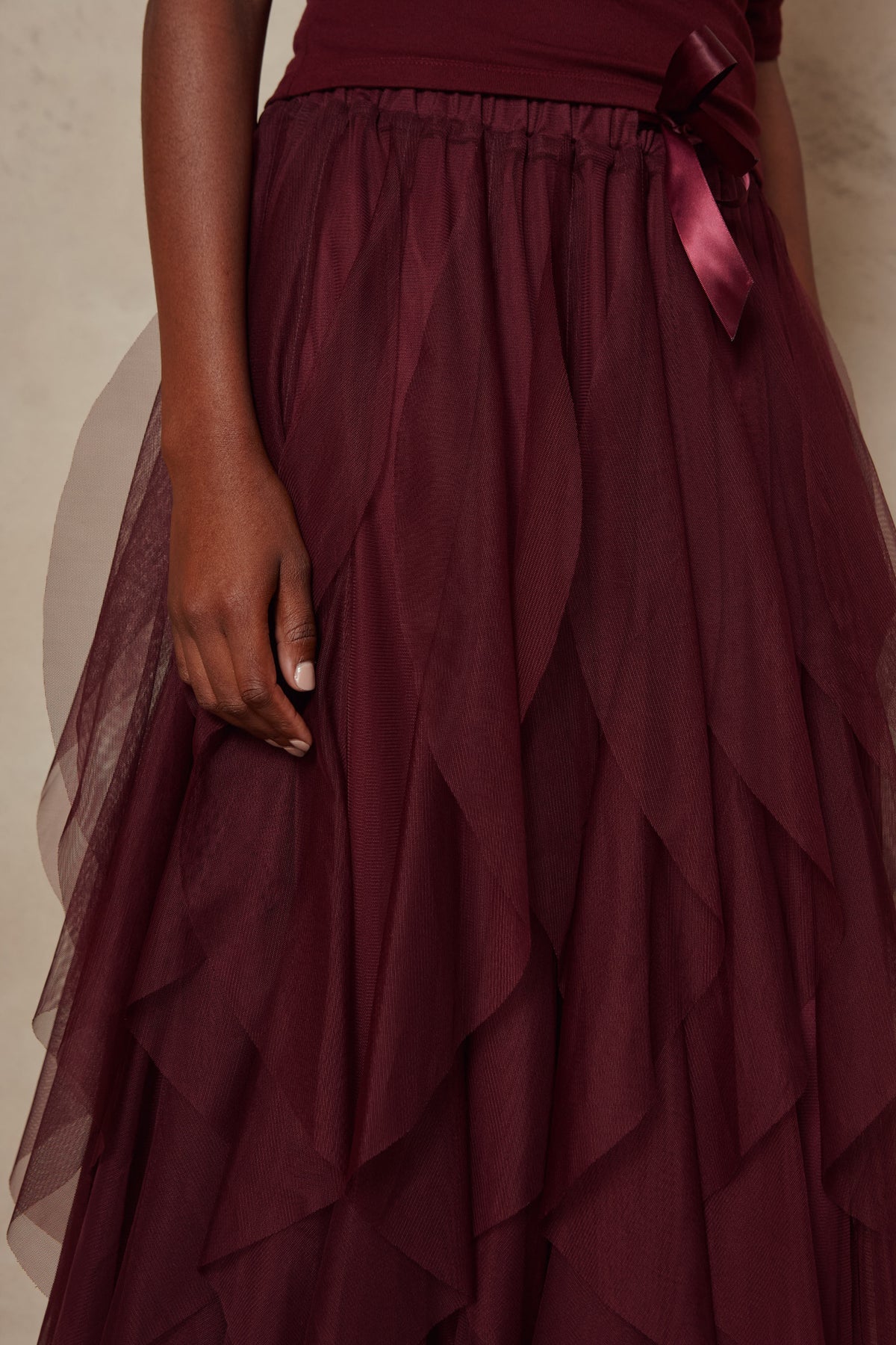 Iris Tulle Maxi Skirt - Burgundy