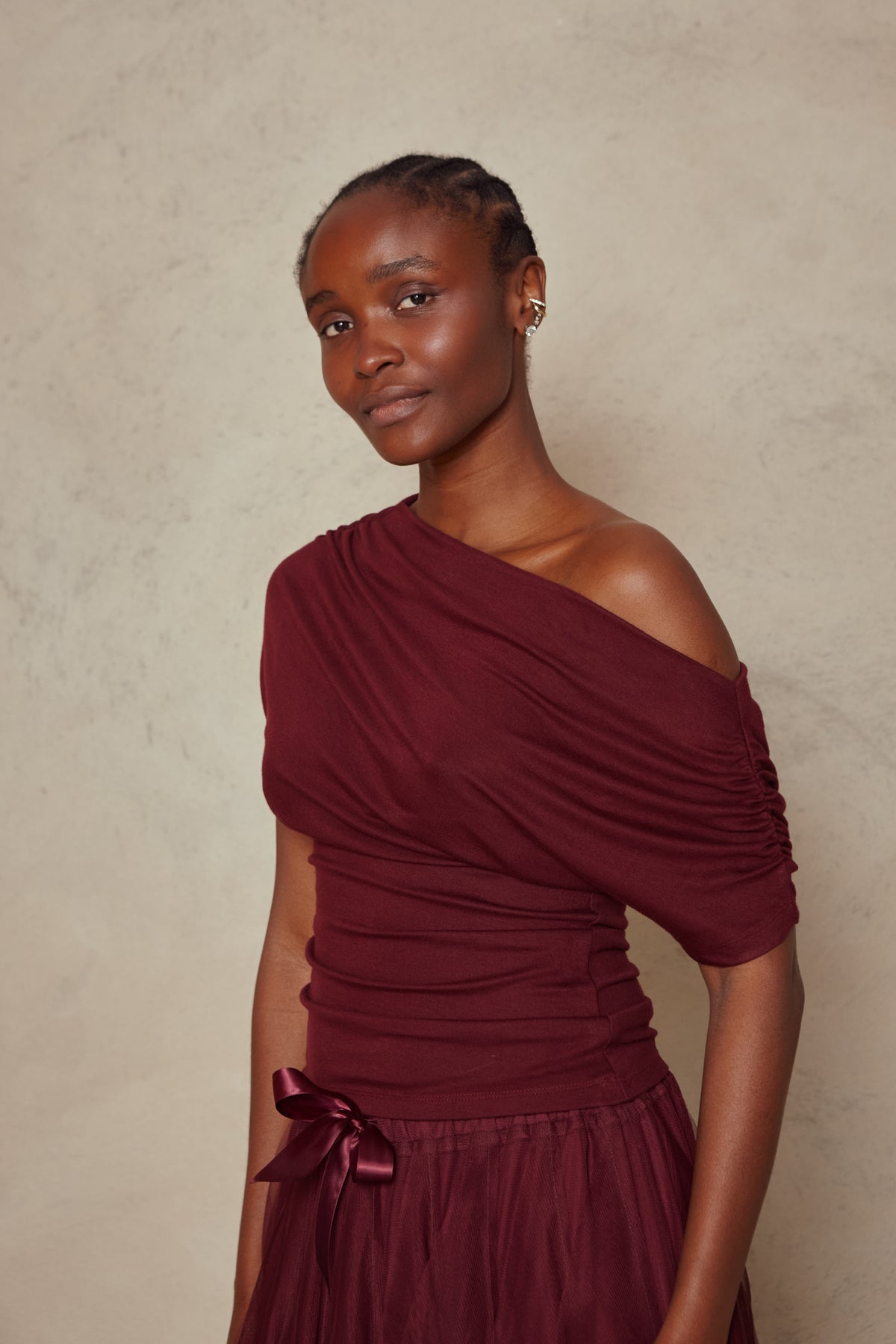 Esme Off Shoulder Top - Burgundy