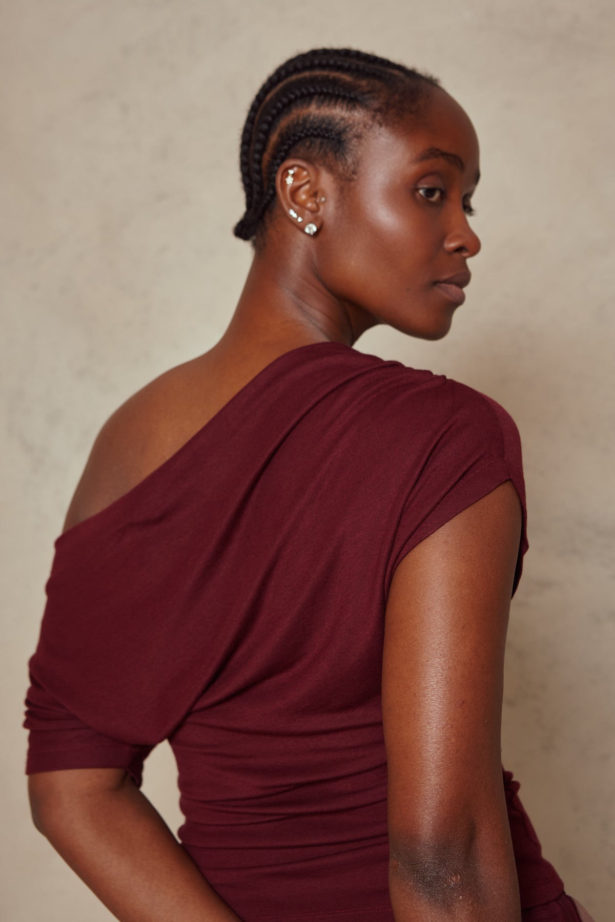 Esme Off Shoulder Top - Burgundy