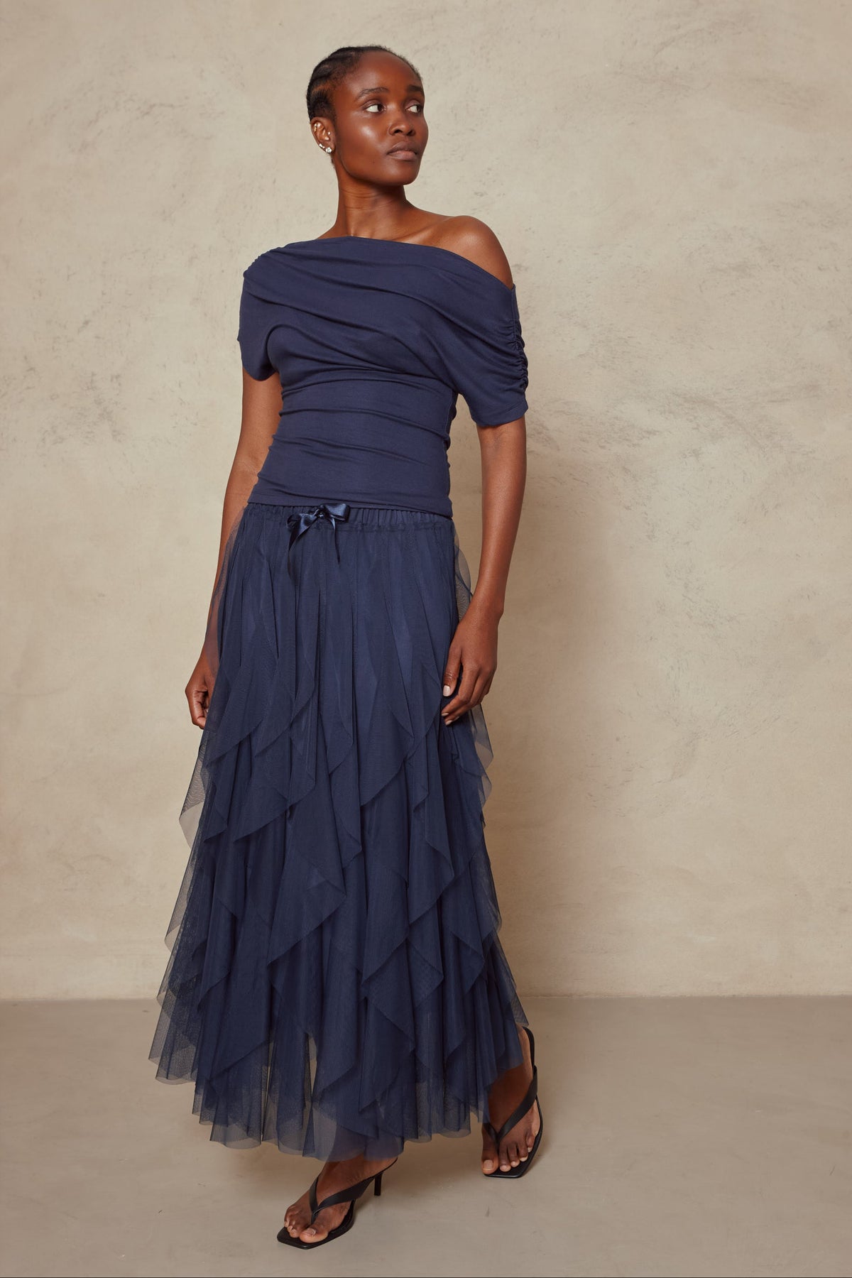 Iris Tulle Maxi Skirt - Navy