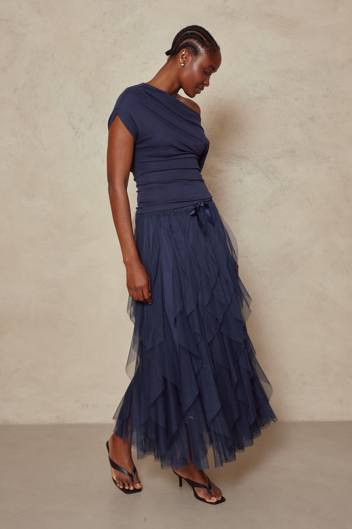 Iris Tulle Maxi Skirt - Navy