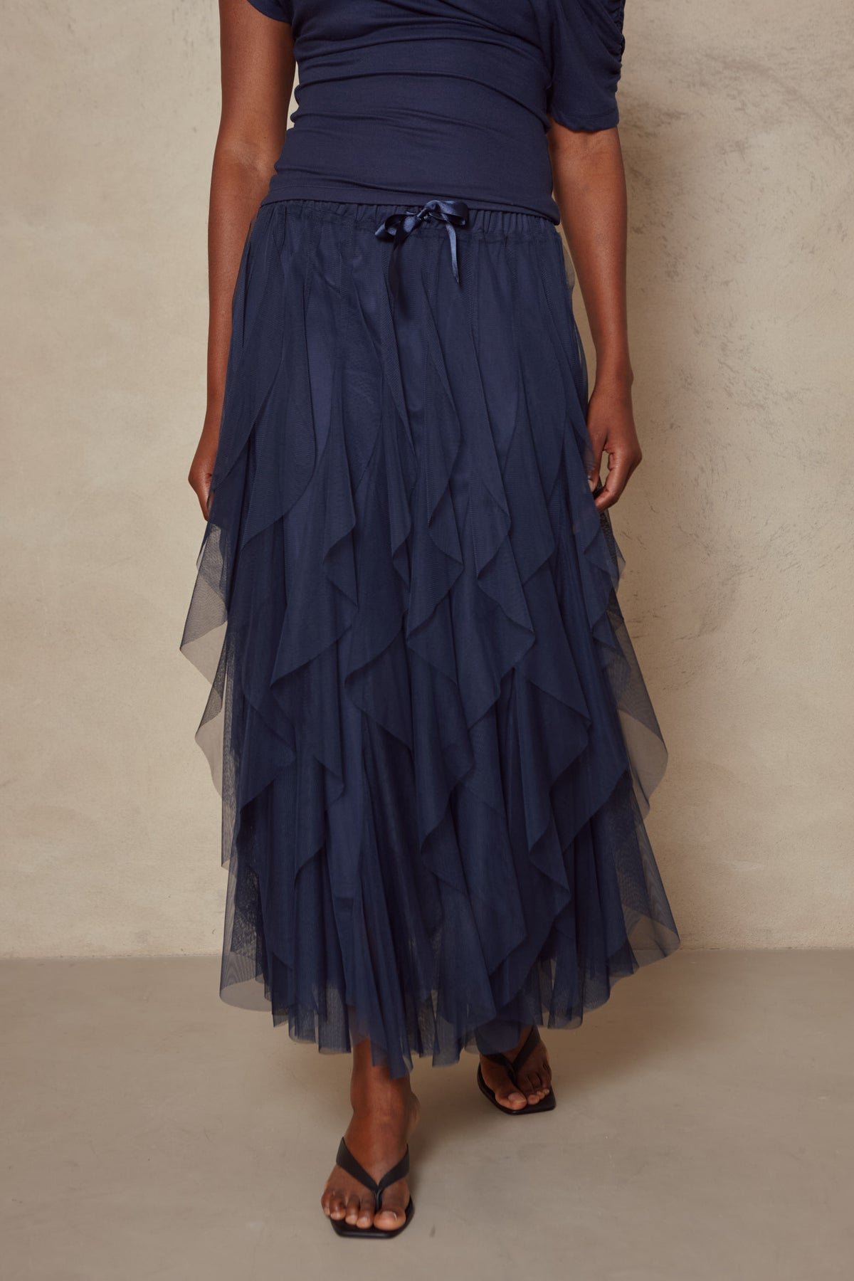Iris Tulle Maxi Skirt - Navy