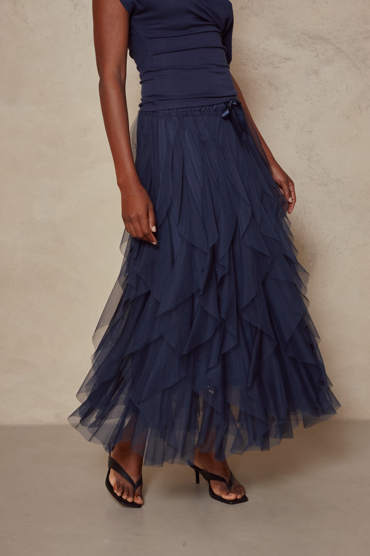 Iris Tulle Maxi Skirt - Navy