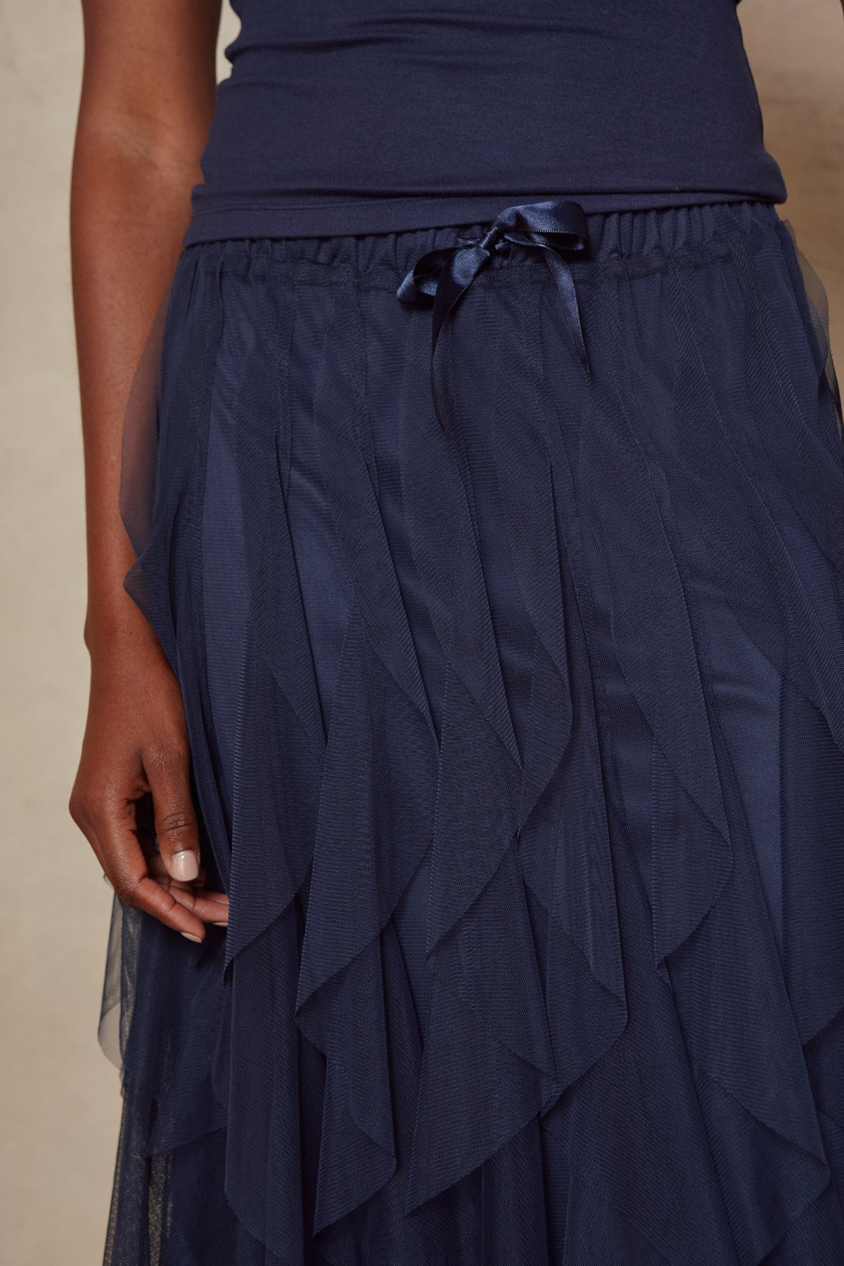 Iris Tulle Maxi Skirt - Navy