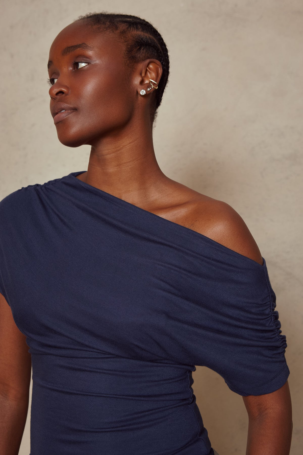 Esme Off Shoulder Top - Navy