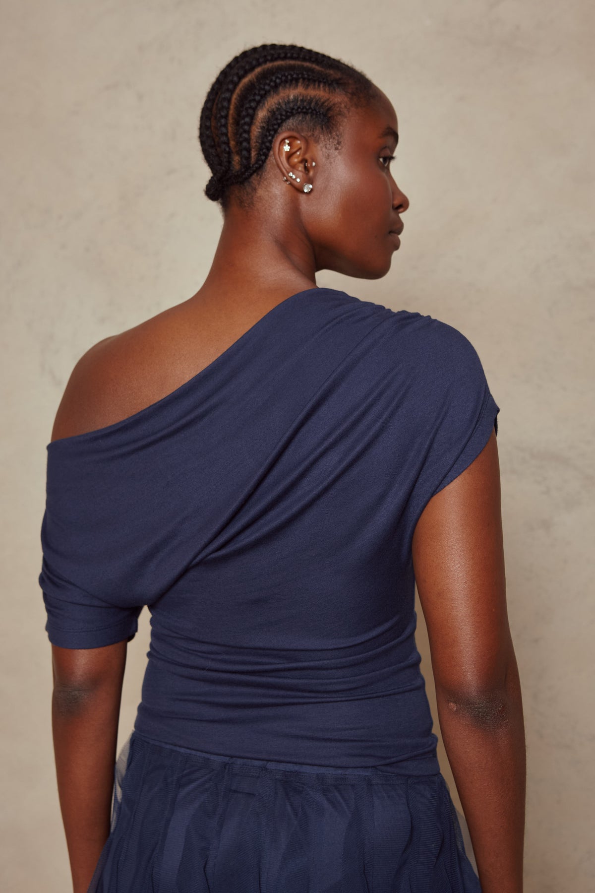 Esme Off Shoulder Top - Navy