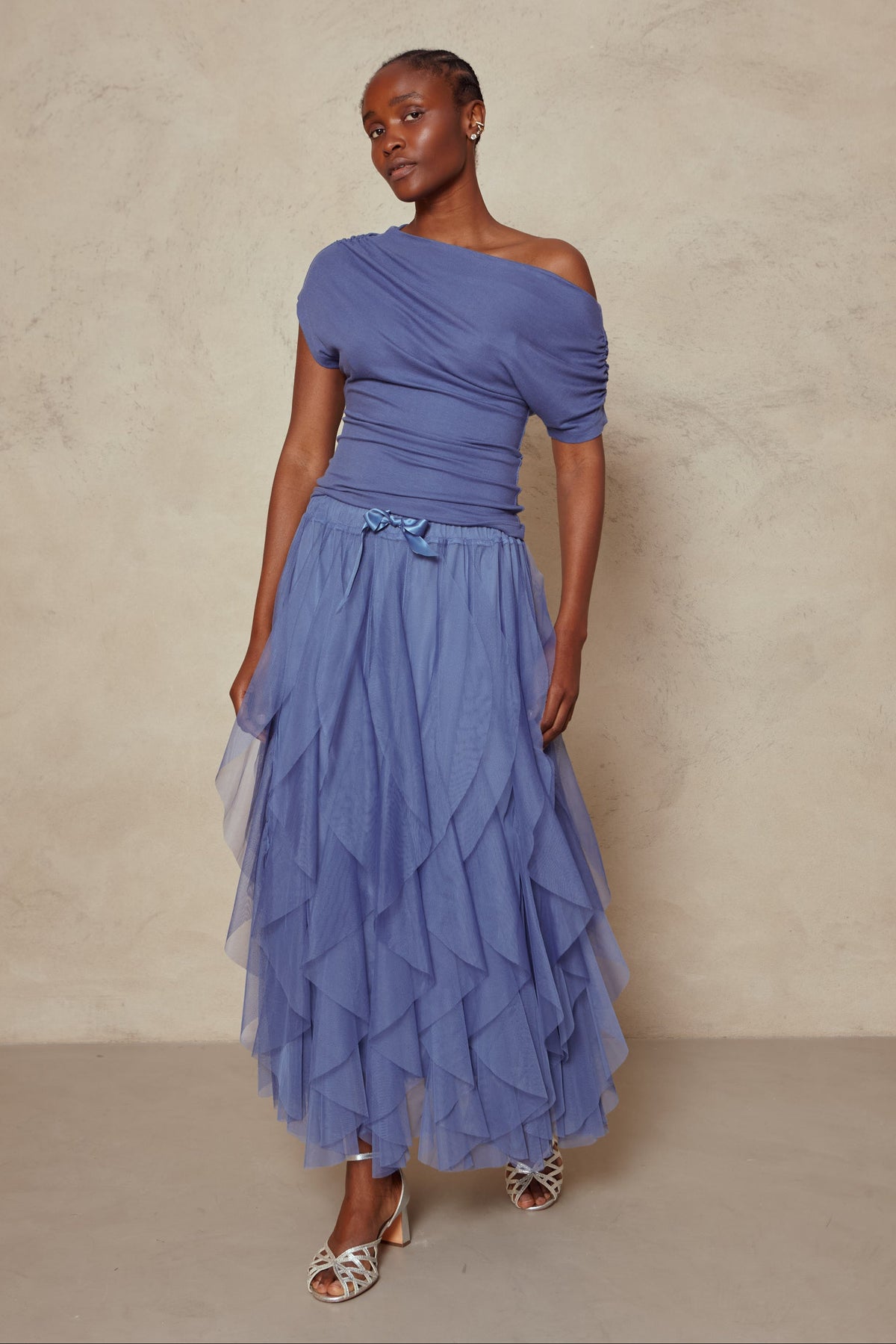 Esme Off Shoulder Top - Blue