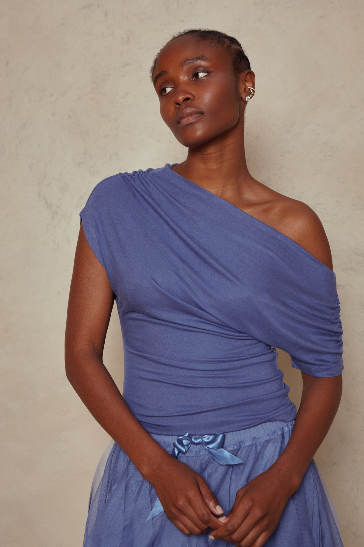 Esme Off Shoulder Top - Blue