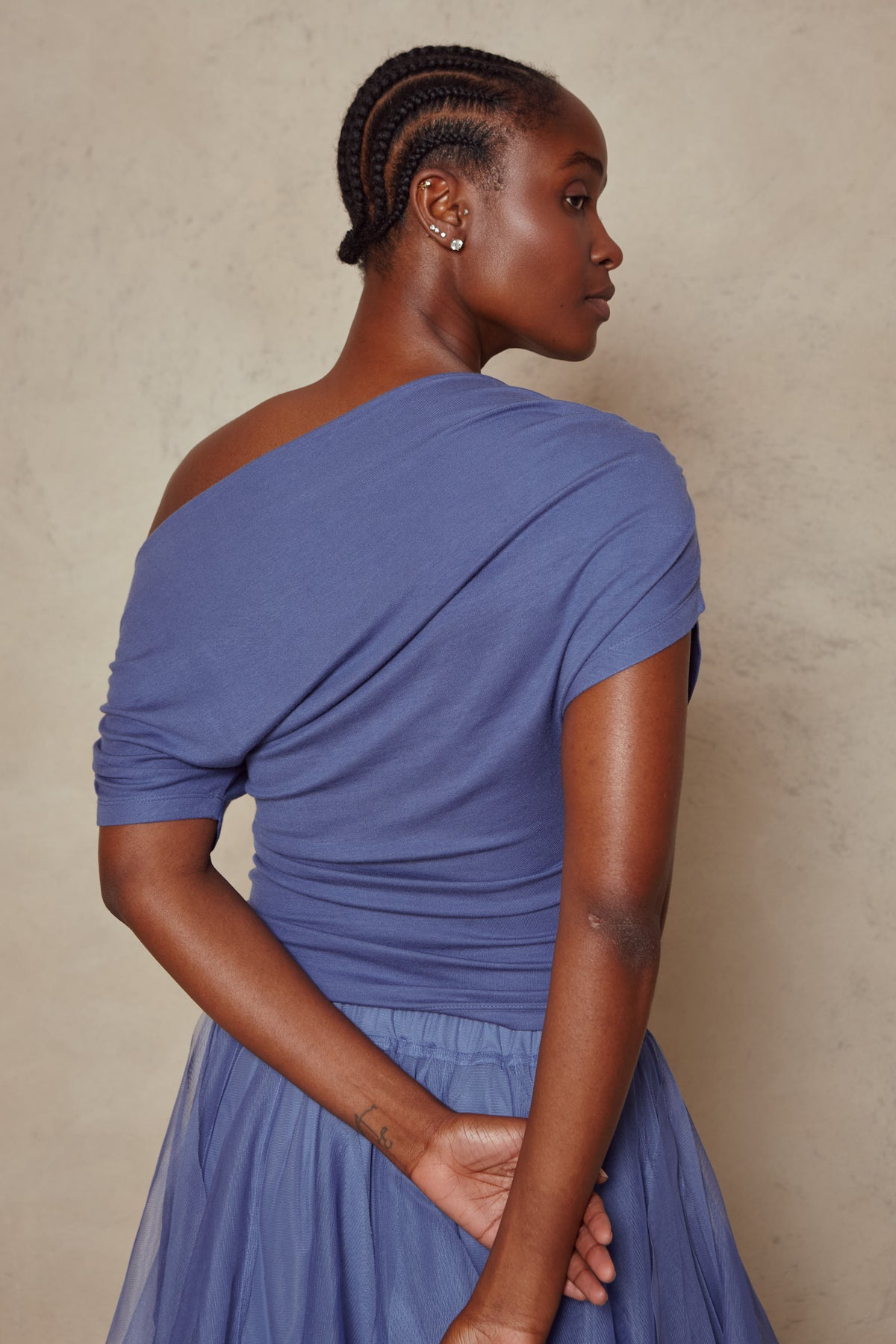 Esme Off Shoulder Top - Blue