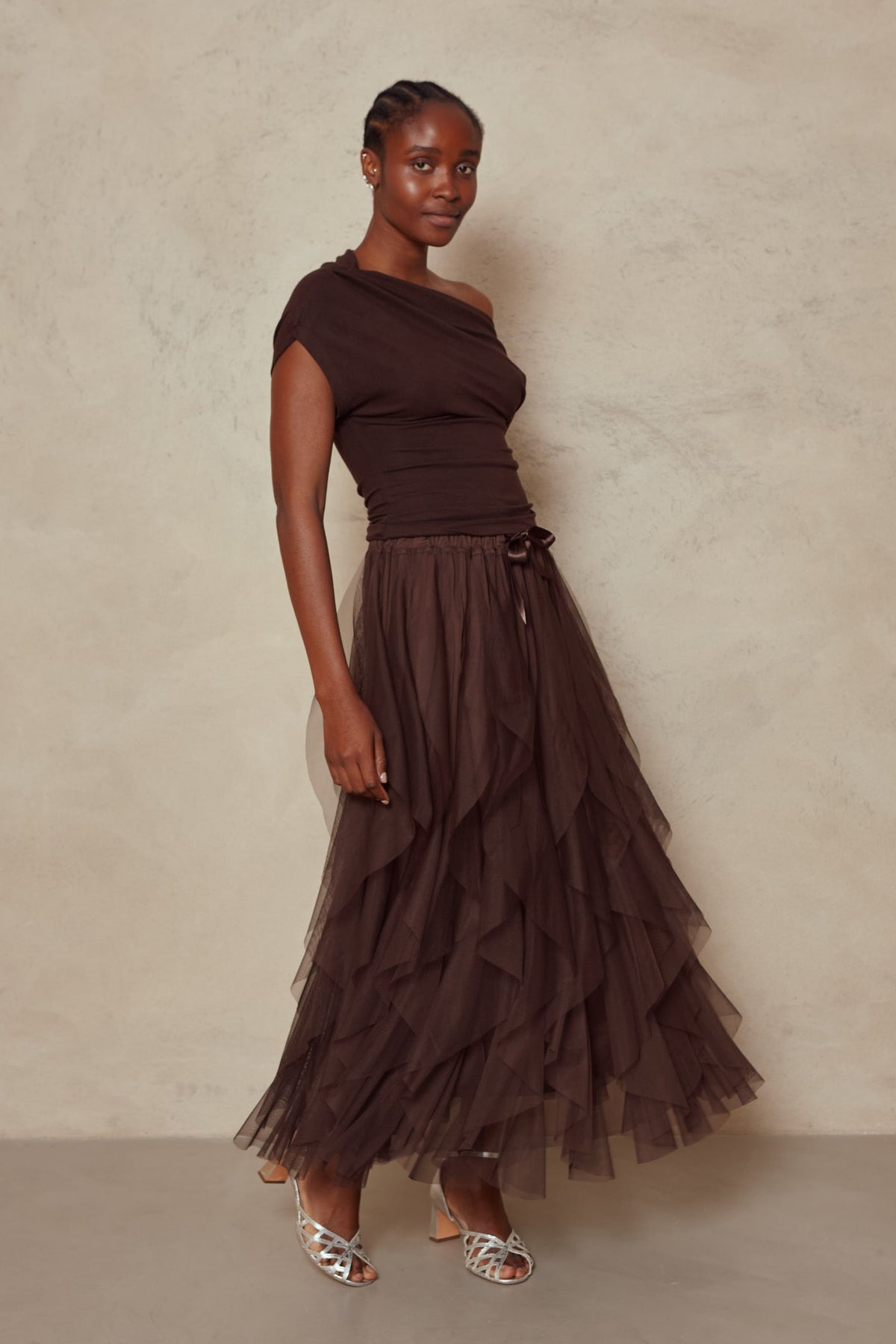 Esme Off Shoulder Top - Chocolate