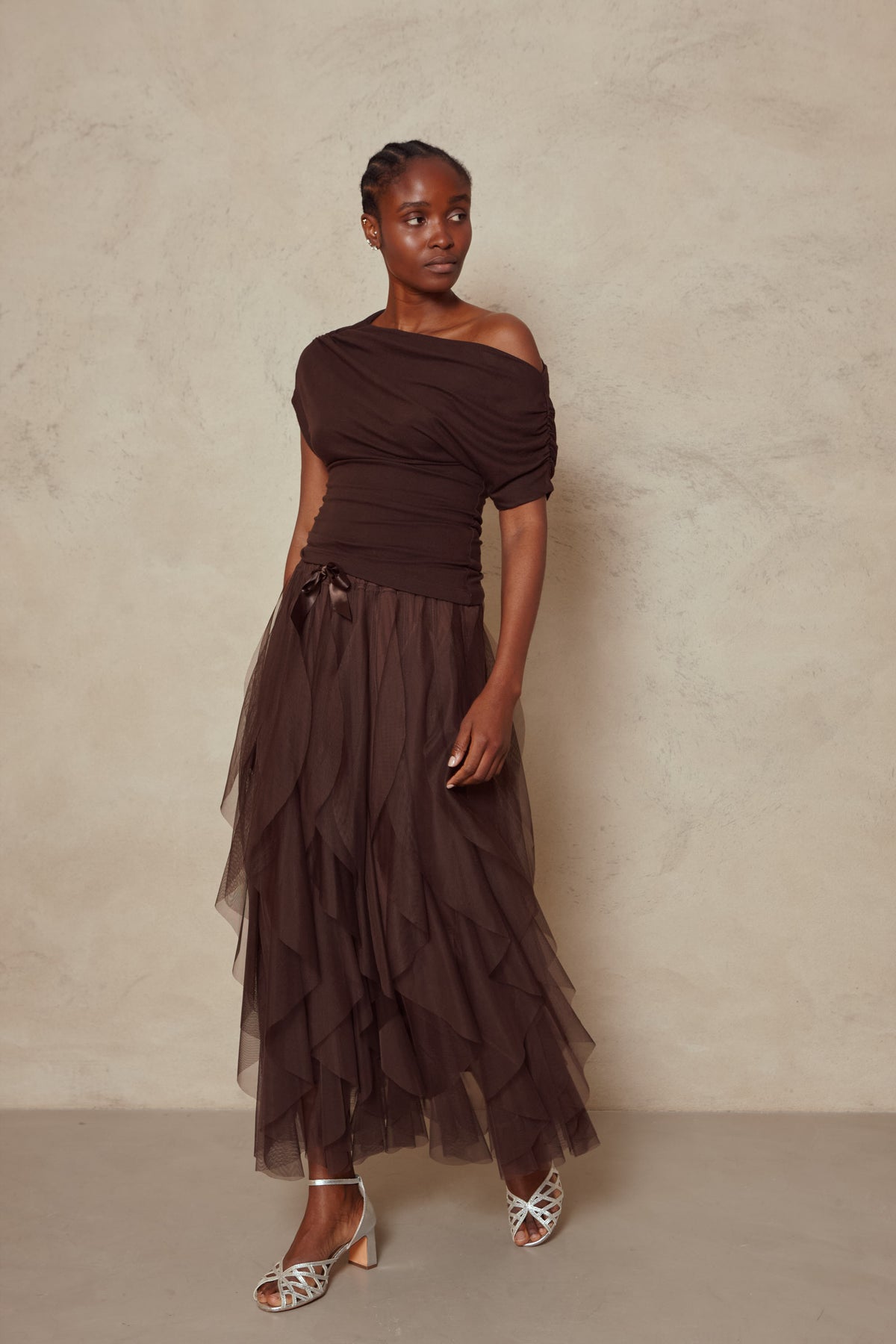 Iris Tulle Maxi Skirt - Chocolate