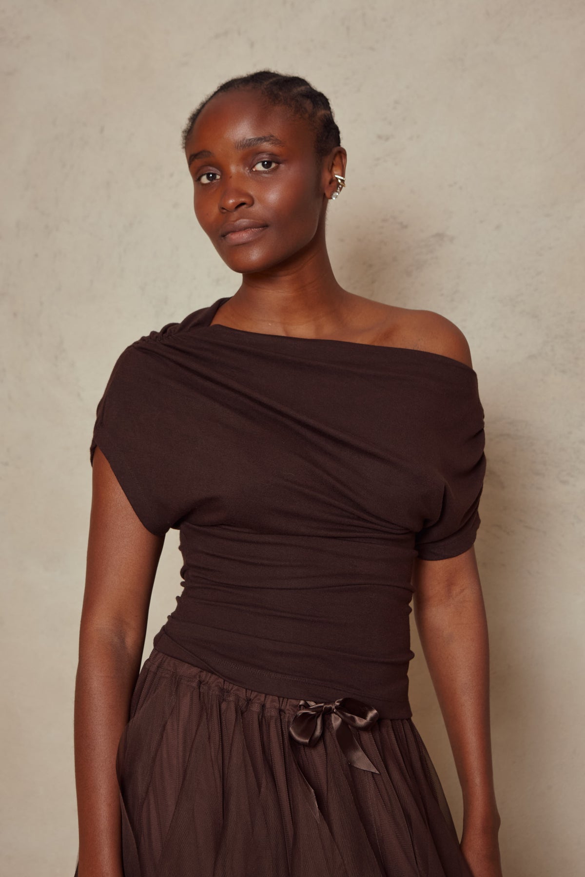 Esme Off Shoulder Top - Chocolate