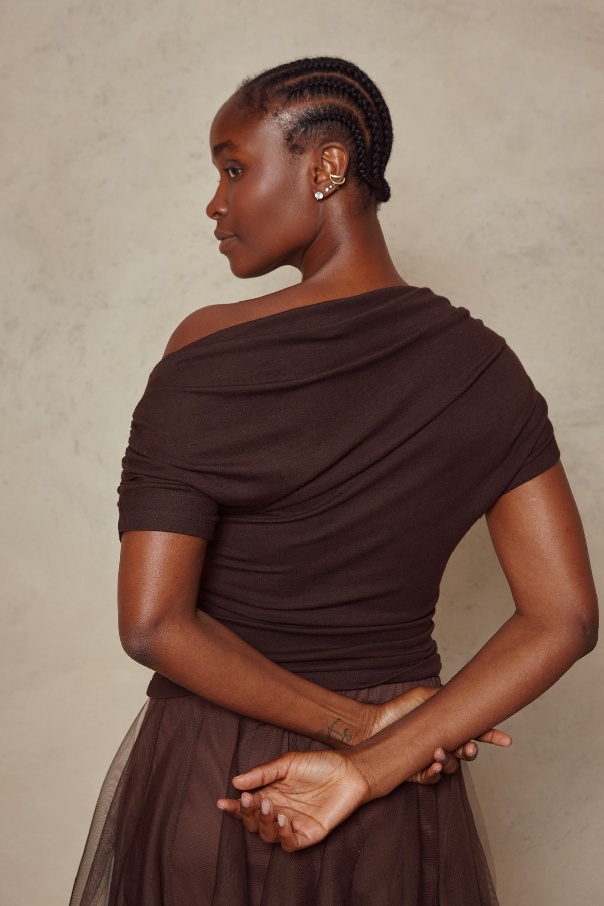 Esme Off Shoulder Top - Chocolate