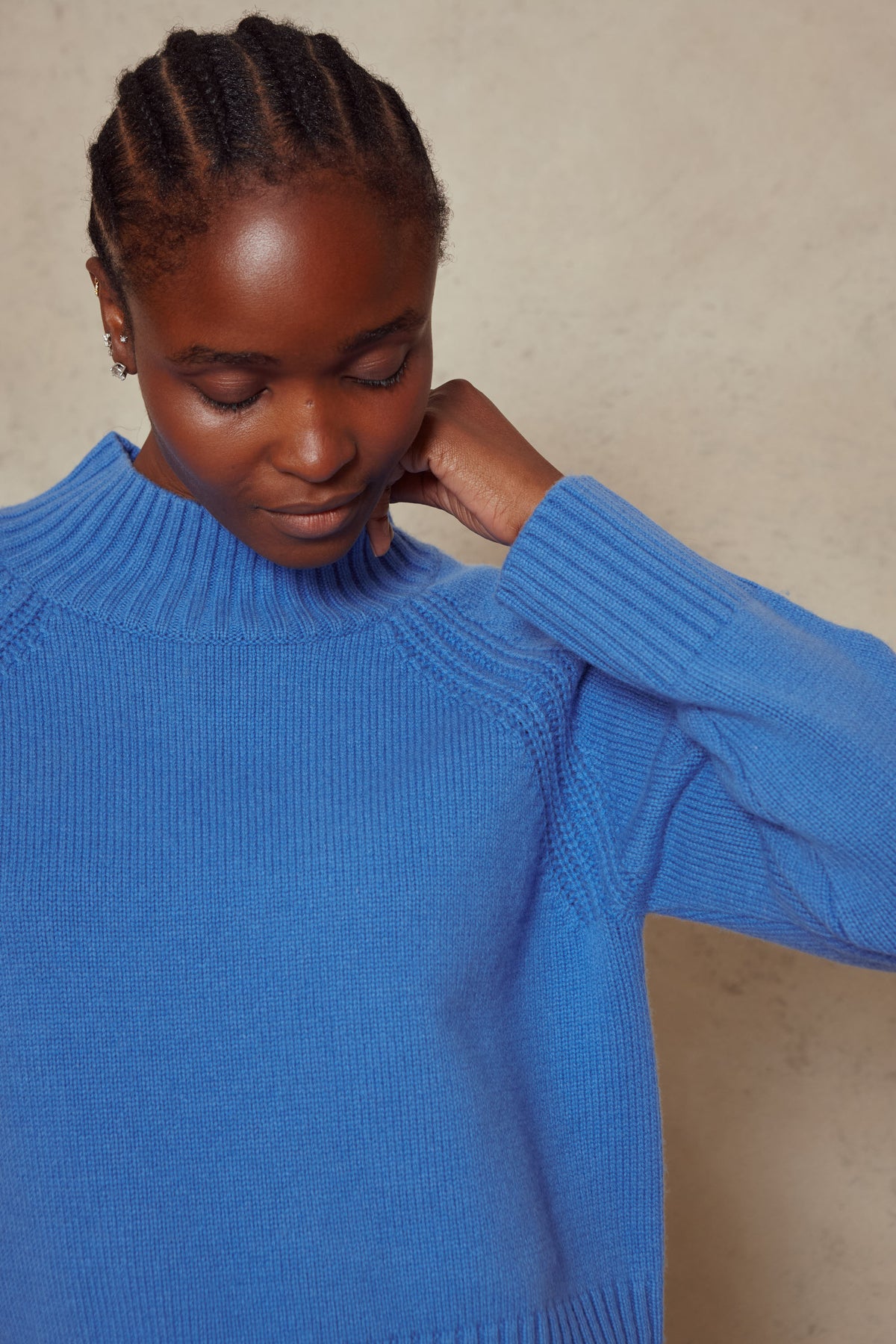 Blythe Funnel Neck Cropped Jumper - Sky Blue