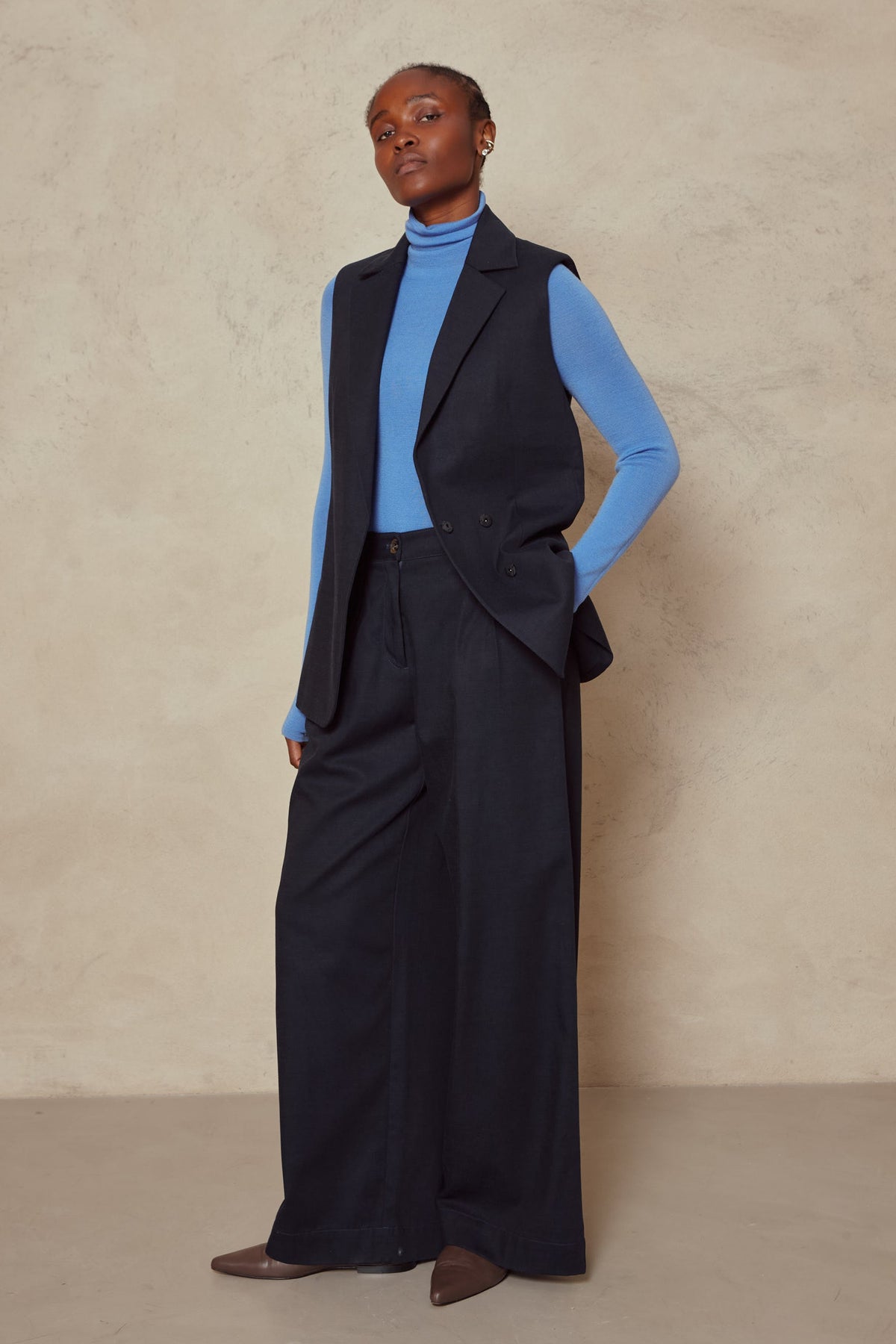 Gwyneth Fine Merino Roll Neck - Sky Blue
